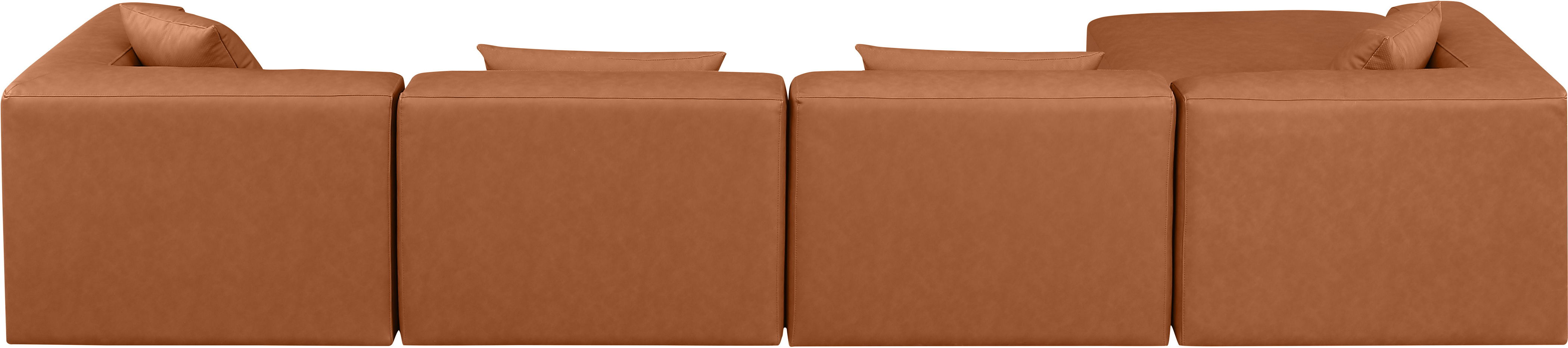 Cube - 5 Piece Modular Sectional With Chaise - Cognac