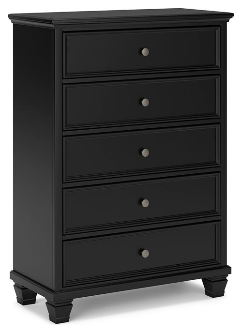 Lanolee - Five Drawer Chest - Black, black