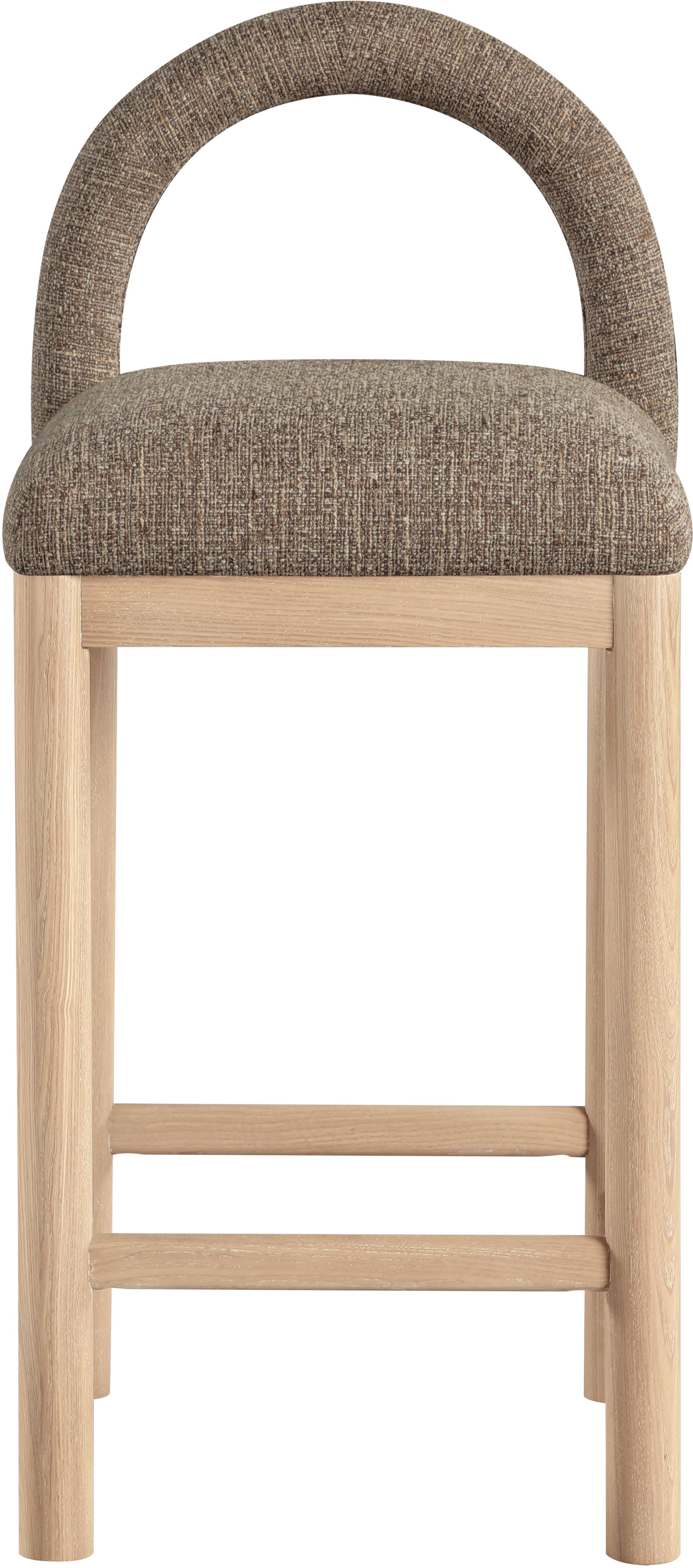 Conrad - Linen Counter Stool With Natural Legs - Brown