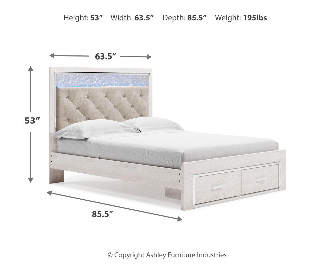 Ashley Furniture Altyra - Queen Panel Bed With Footboard Storage - White - Image 8