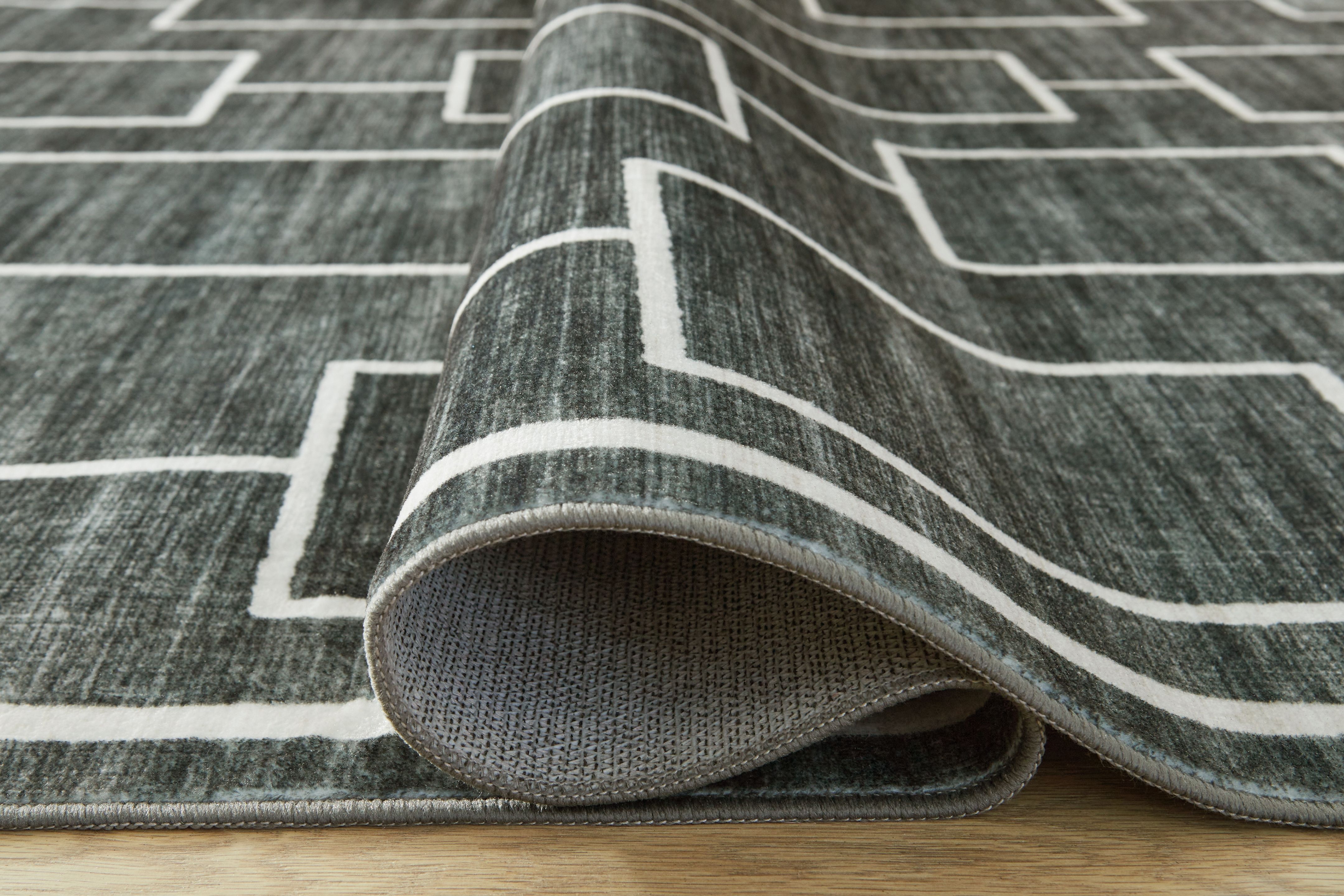 Elderland - 8' x 10' Washable Rug - Black / Gray
