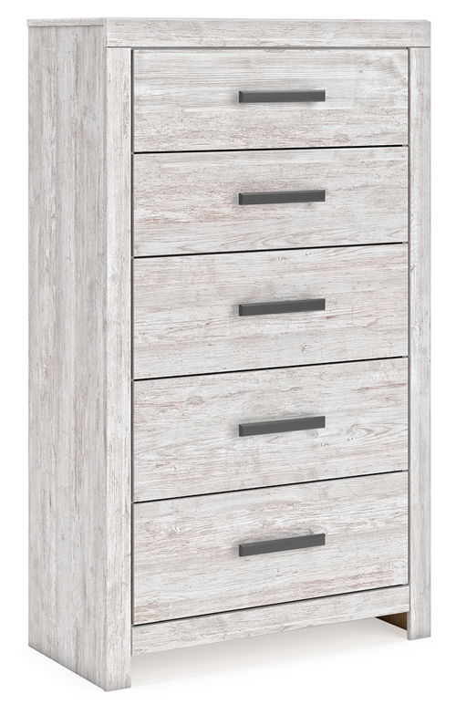 Cayboni - Five Drawer Chest - Whitewash, white