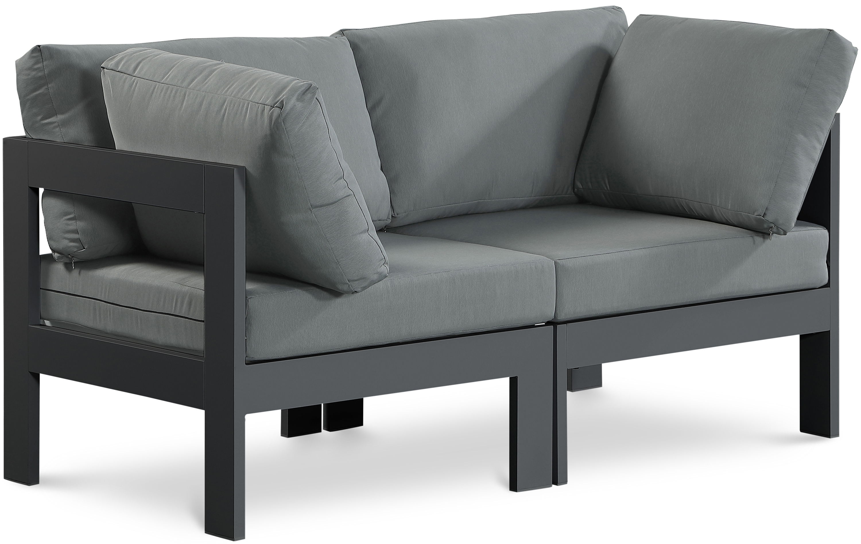Nizuc - Outdoor Patio 2 Seat Modular Sofa With Gray Frame - Gray