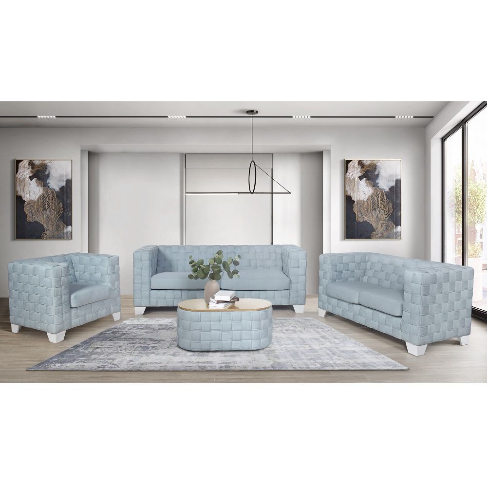 Saree - Chair - Light Teal Chenille & White, light blue, view 6