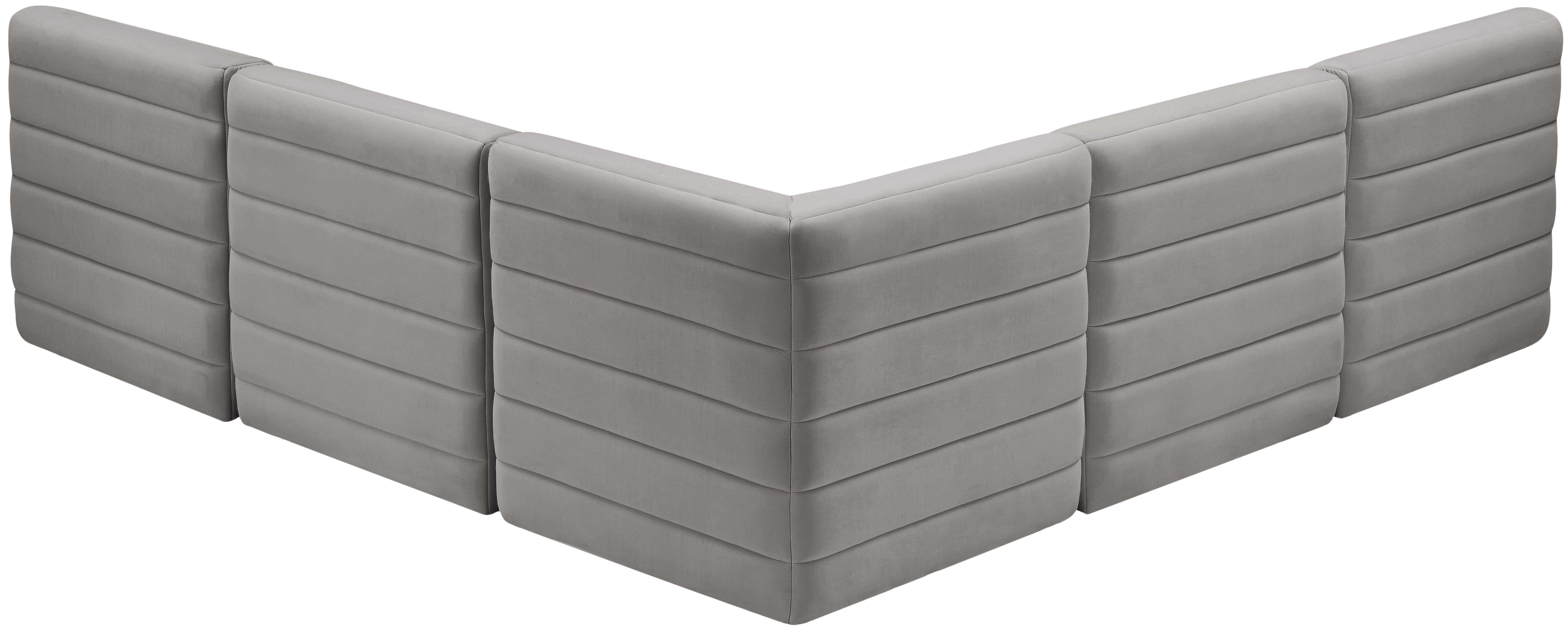 Quincy - 5 Piece Modular Corner Armless Sectional - Gray