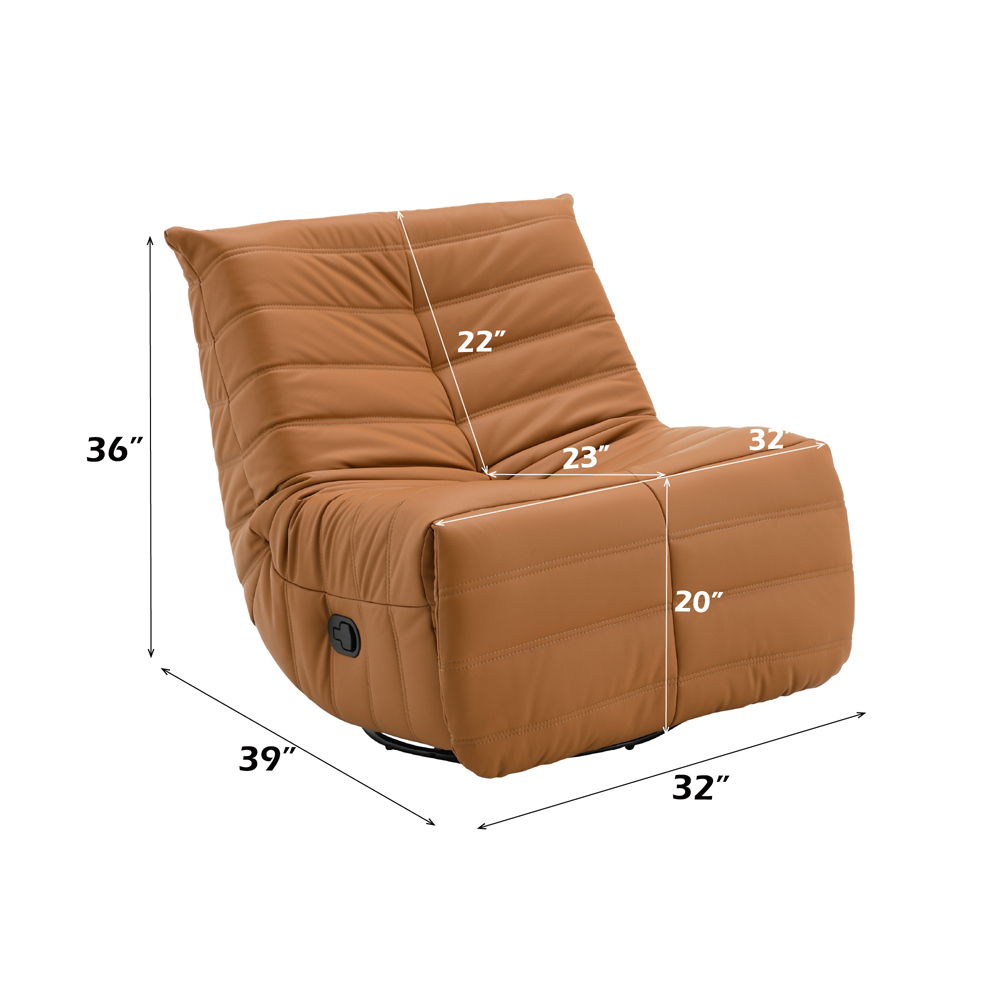 Talmon - Recliner With Swivel - Orange Synthetic Leather, orange, view 5