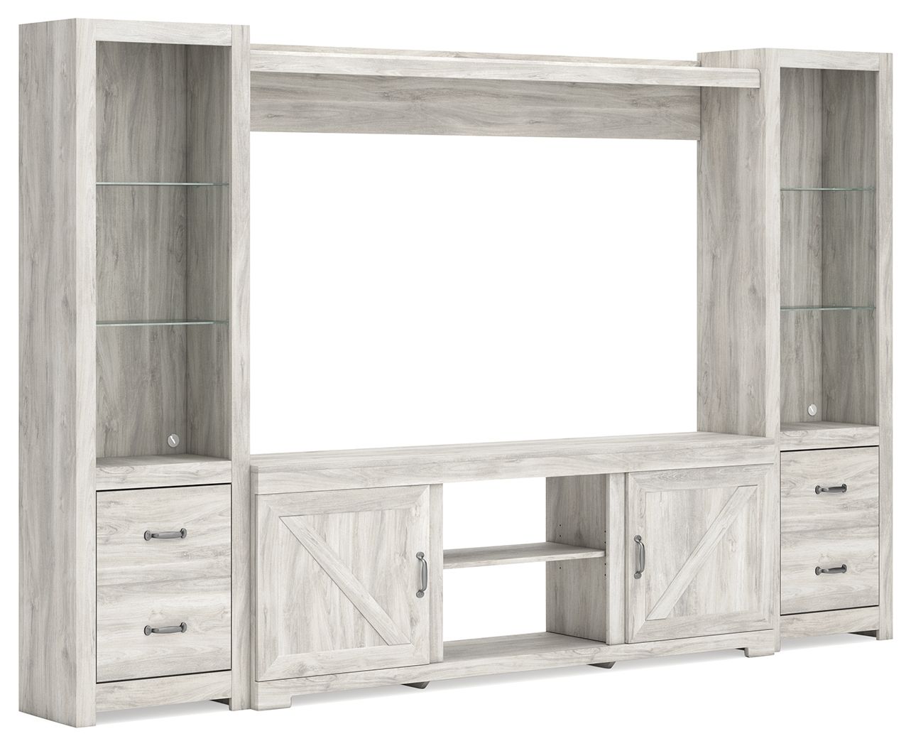 Ashley Bellaby - Whitewash - 4-Piece Entertainment Center With 72