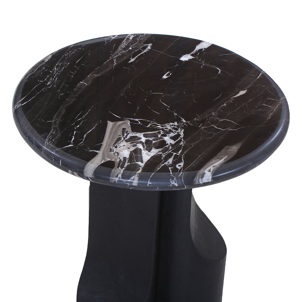 Kinton - End Table With Natural Marble Top - Black, black, view 5