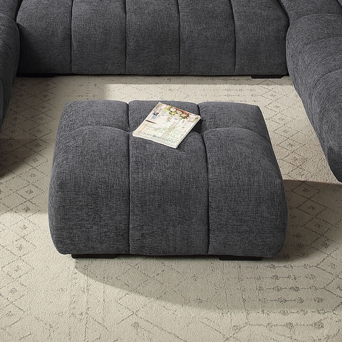 Chosen - Ottoman - Gray Chenille, dark gray
