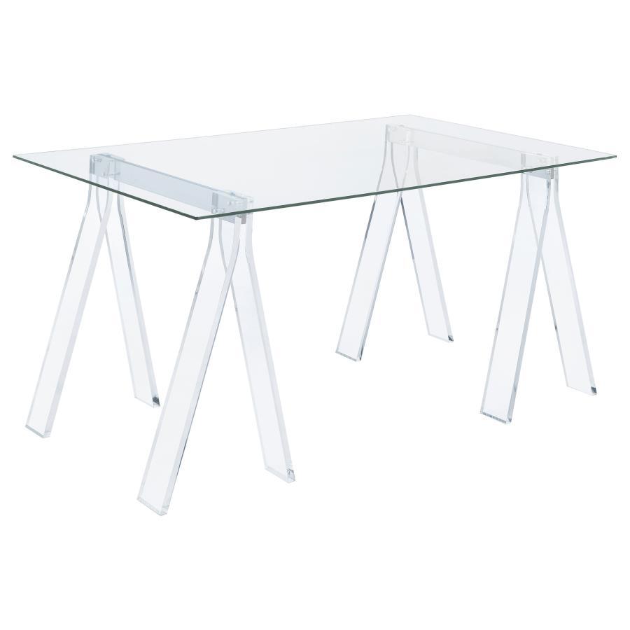 Amaturo - Glass Top Acrylic Writing Desk - Clear Image