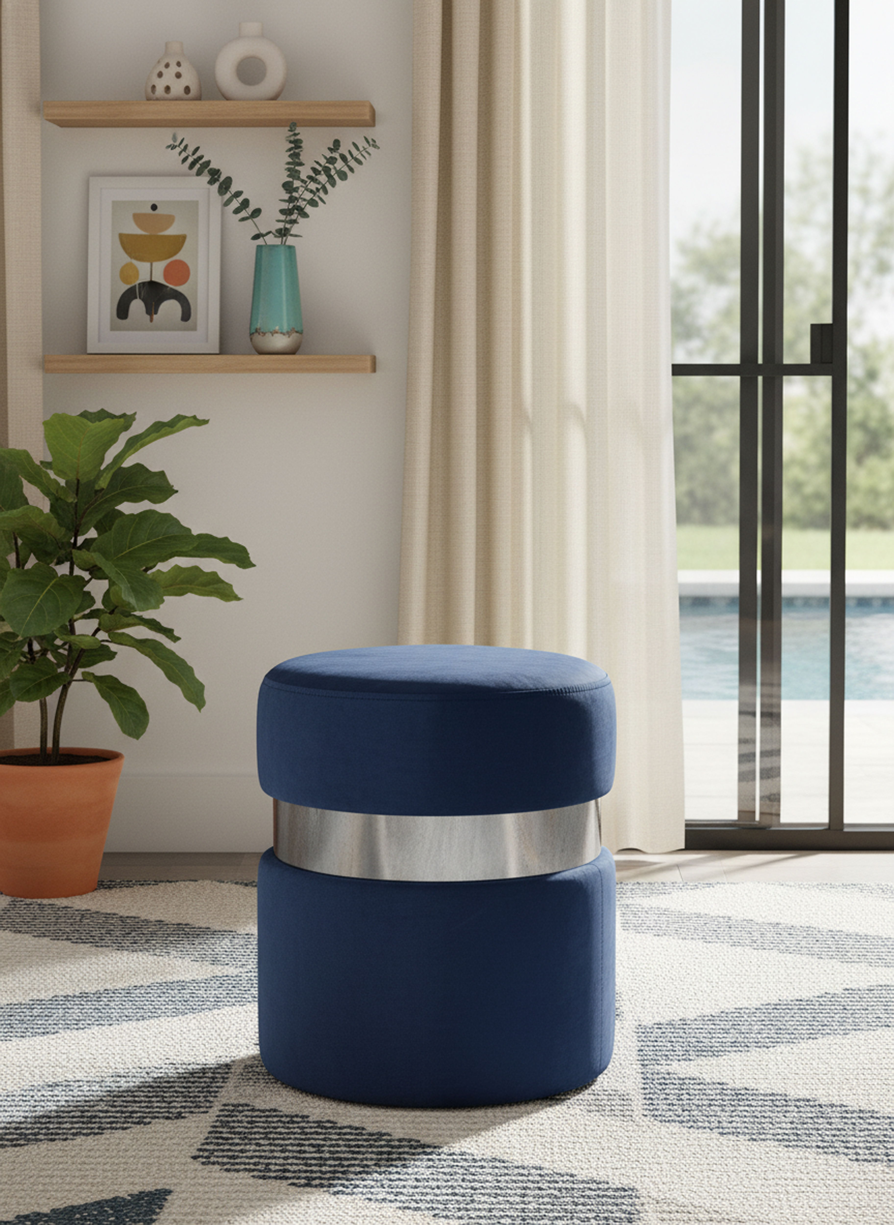 Hailey - Ottoman / Stool - Navy