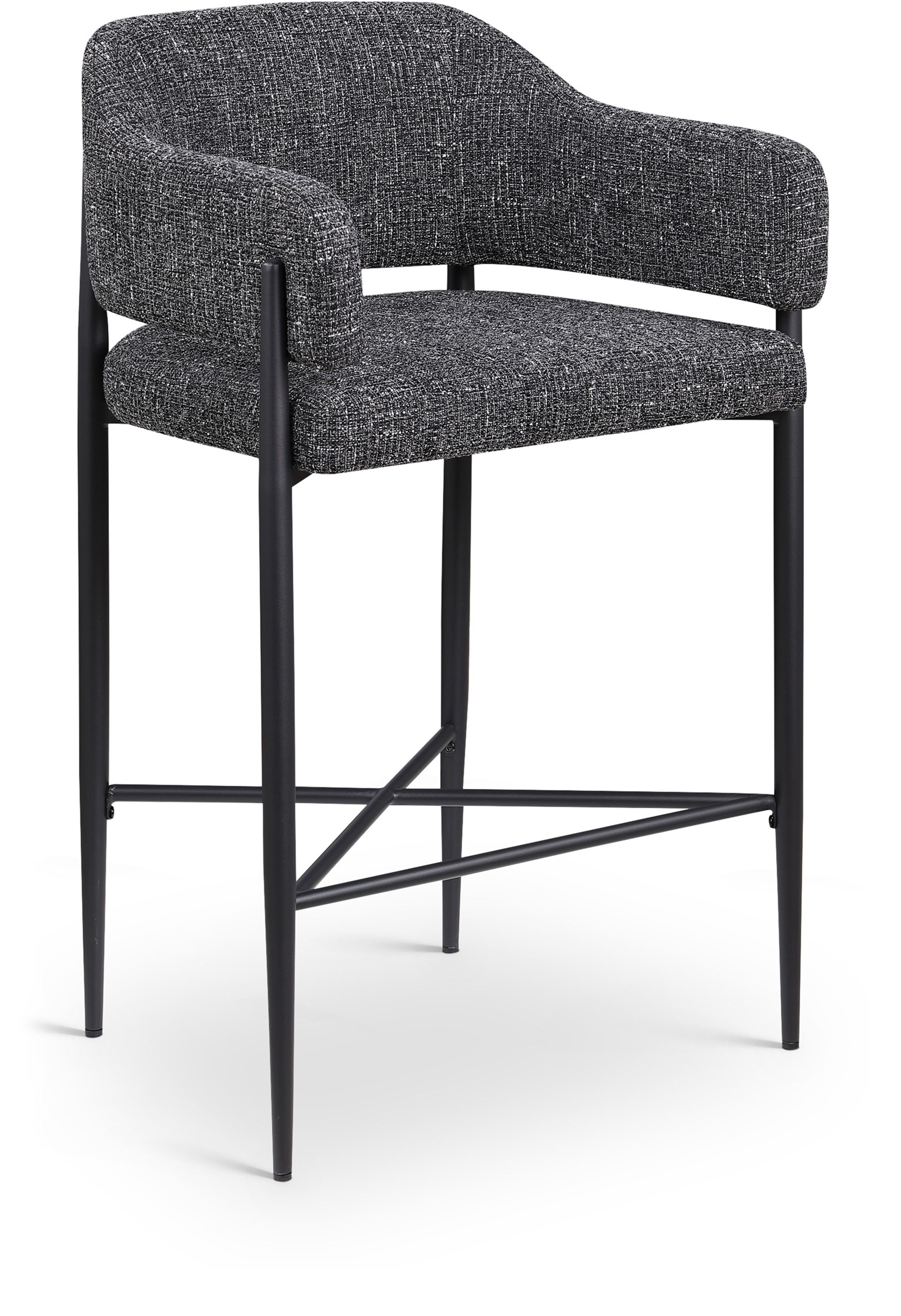 Dame - Fabric Upholstered Counter Stool (Set of 2) - Black