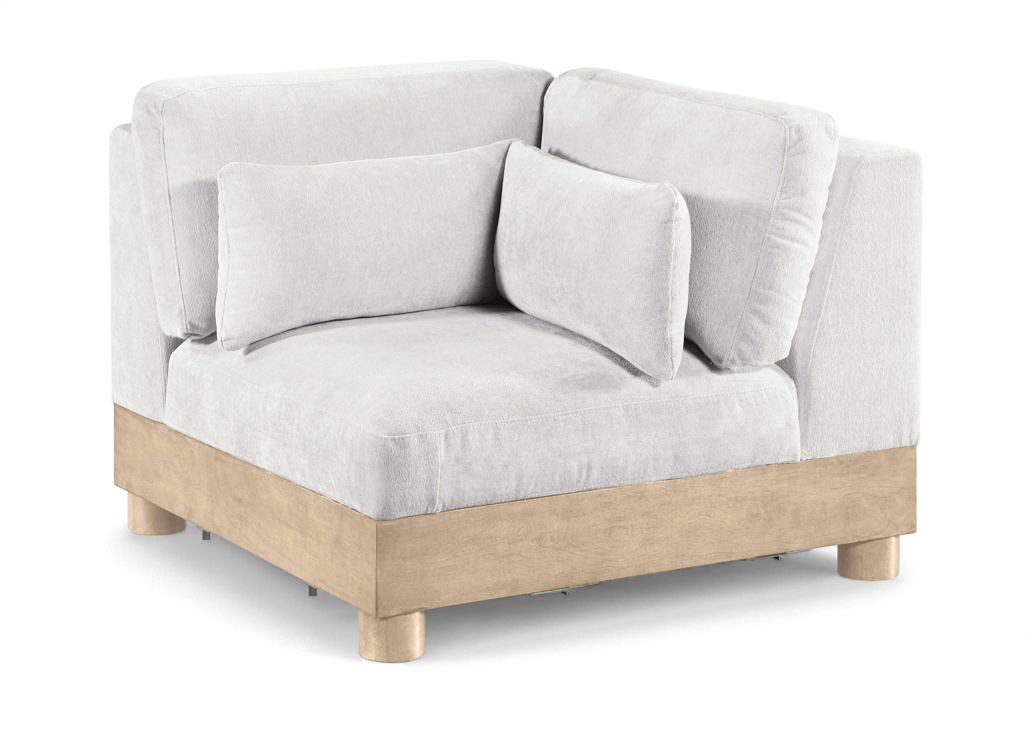 Turin - Chenille Fabric Upholstered Modular Corner Chair - Cream / Natural Oak