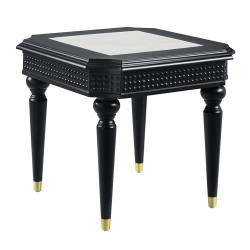 Tayden - End Table With Marble Top - Marble Top & Black, black
