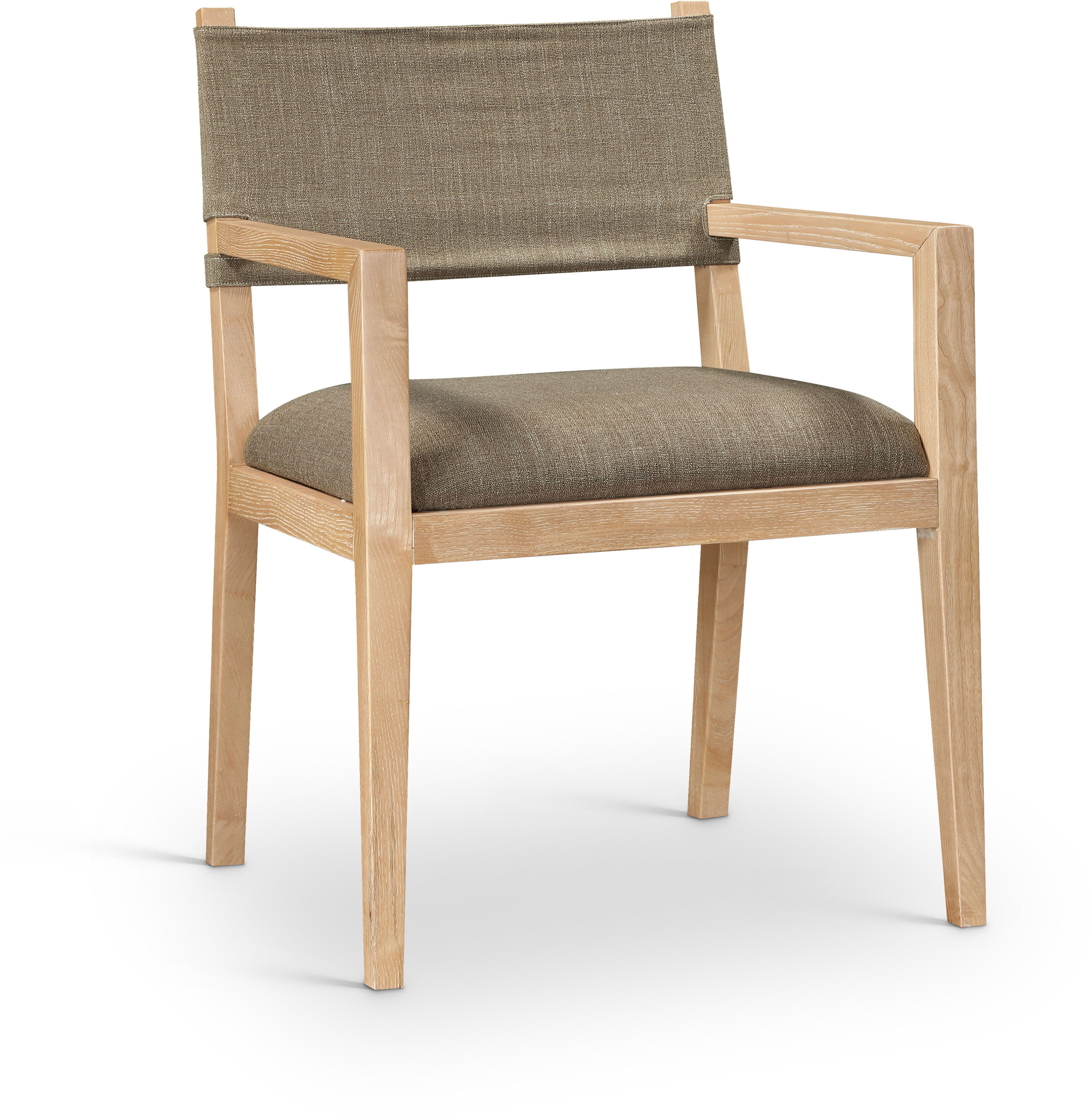 Avon - Linen Textured Performance Fabric Upholstered Dining Arm Chair - Brown