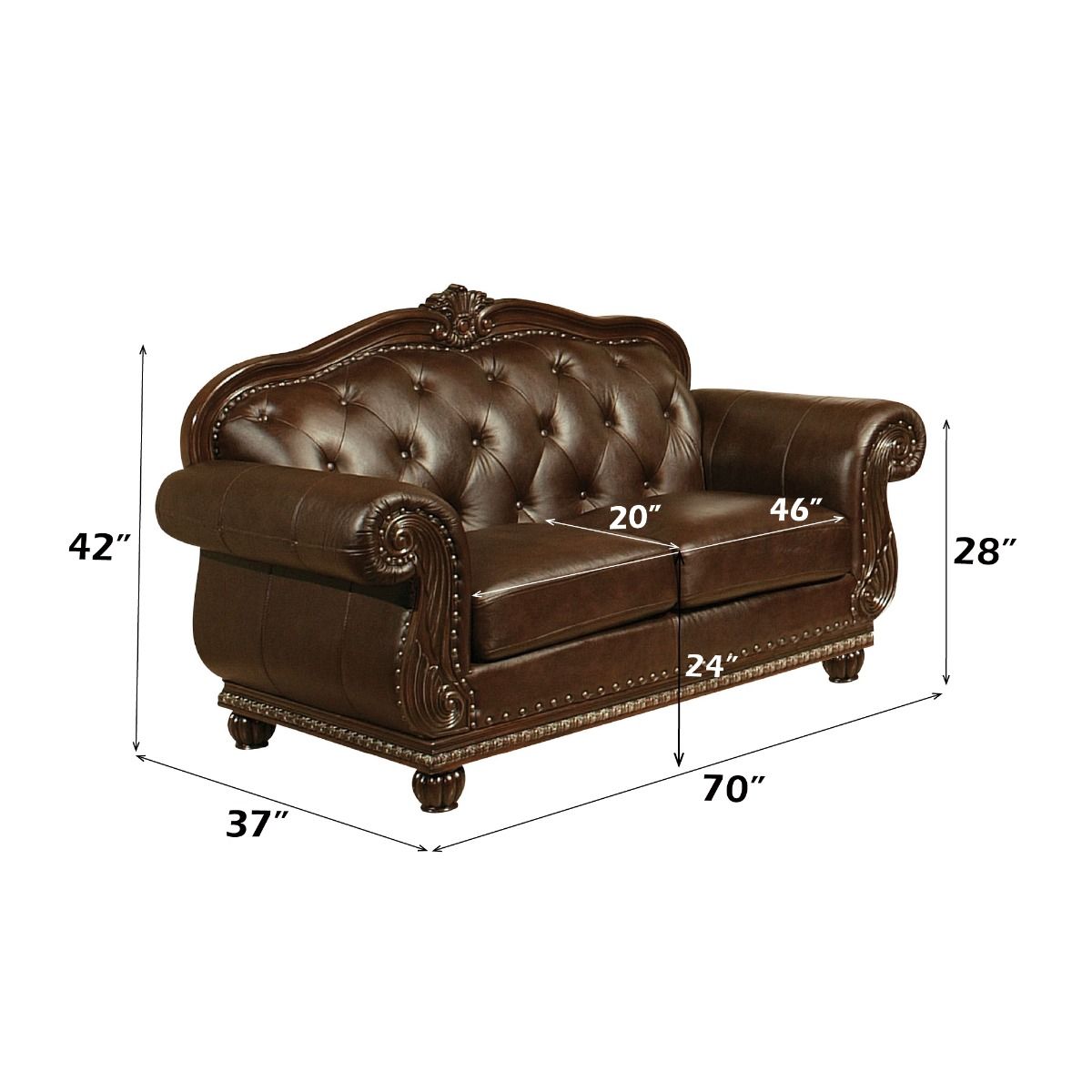 Anondale - Loveseat - Espresso Top Grain Leather Match & Cherry, dark brown, view 4