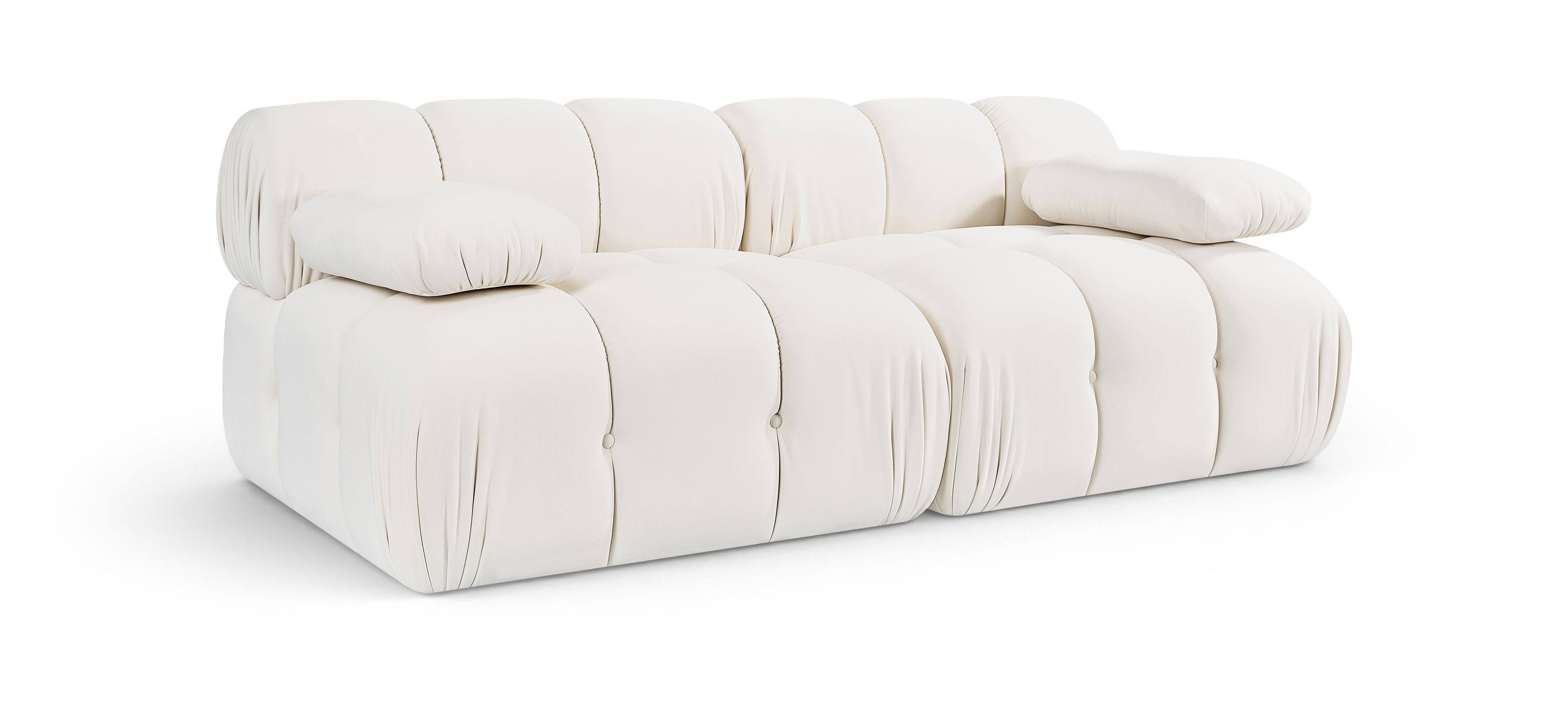 Orin - Velvet Performance Fabric Upholstered 2 Piece Modular Sofa - Cream