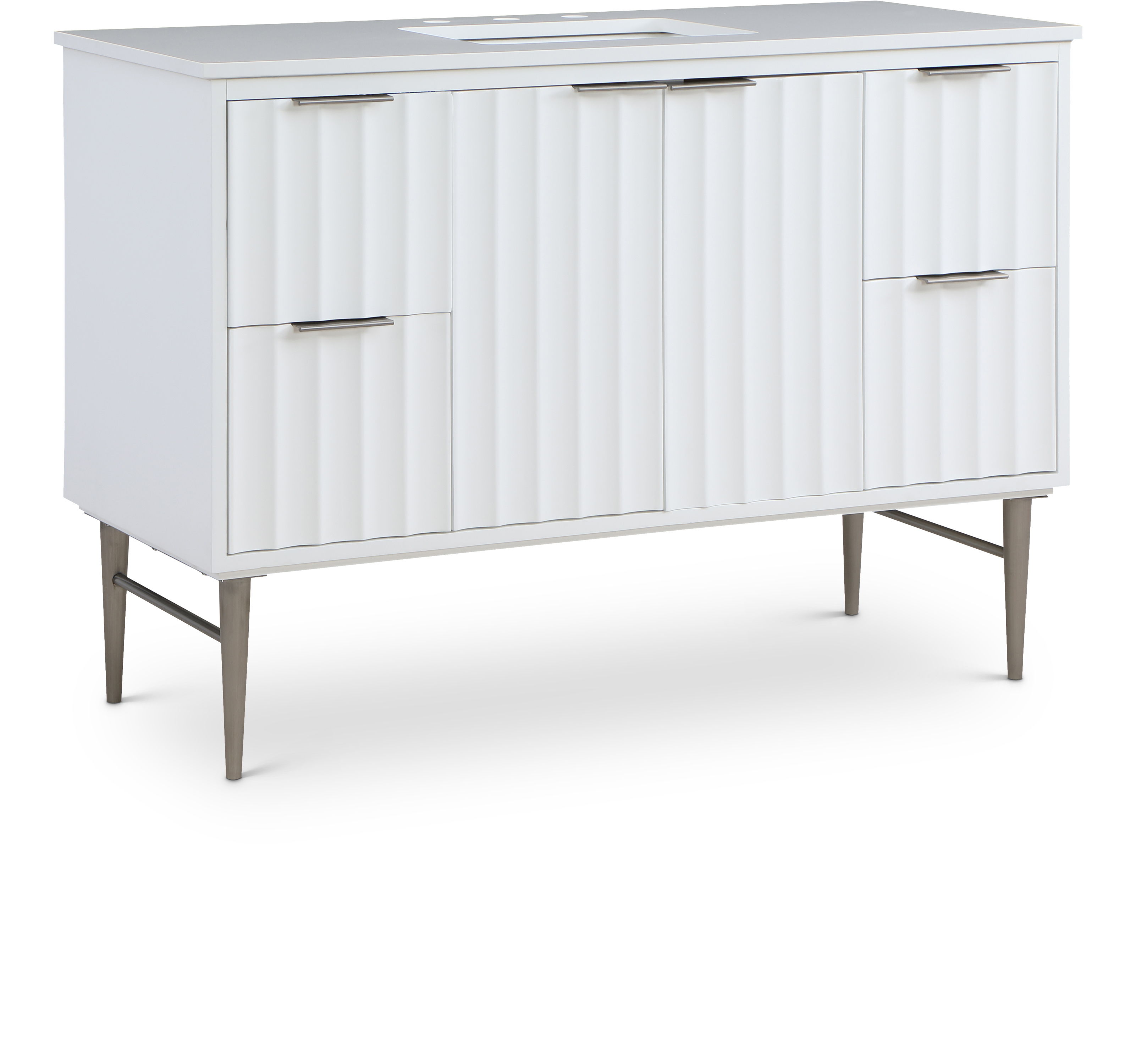 Modernist - 48" Bathroom Vanity With Chrome Legs - White