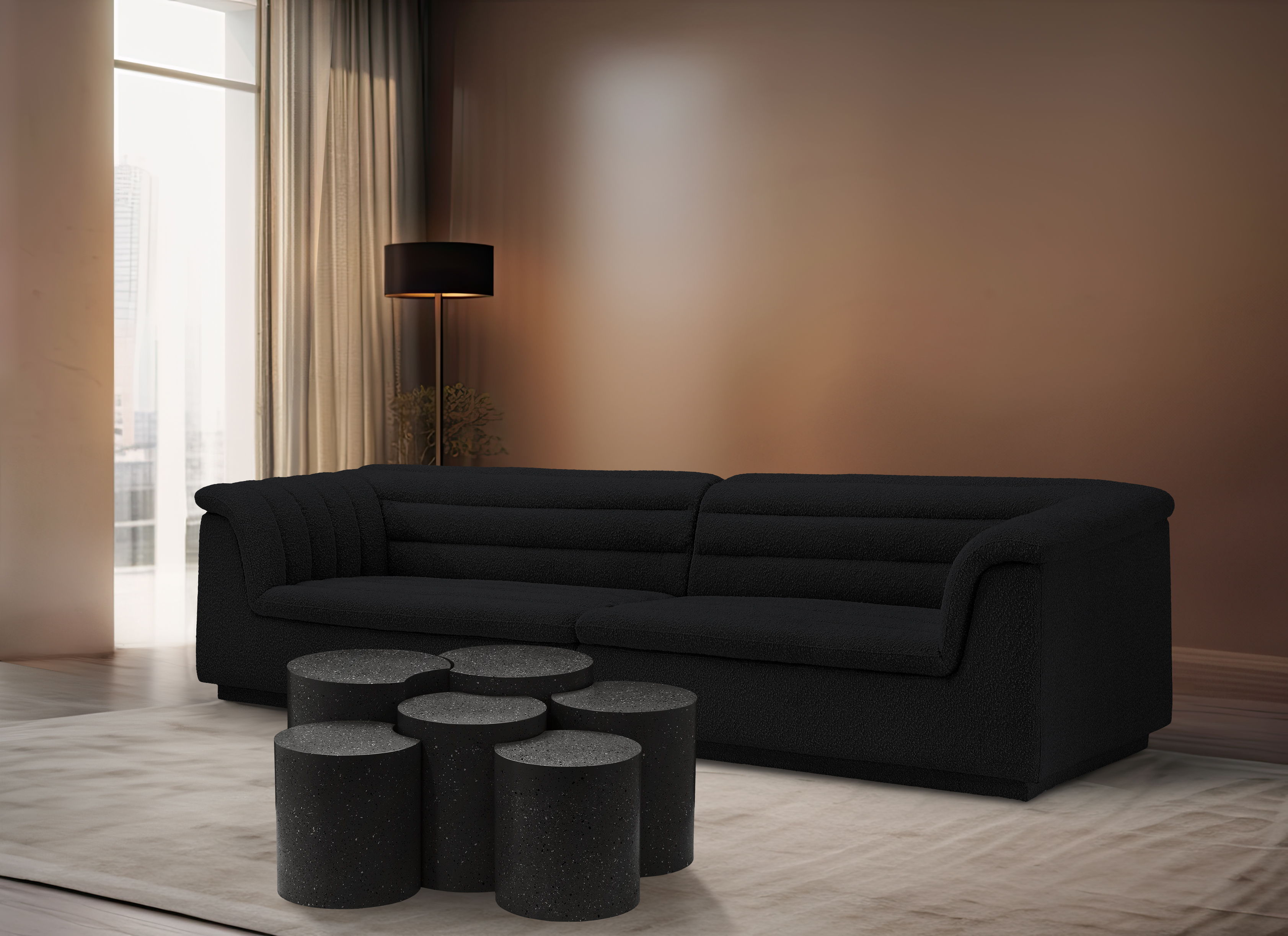 Dimple - 6 Piece Modular Coffee Table - Black Terazzo
