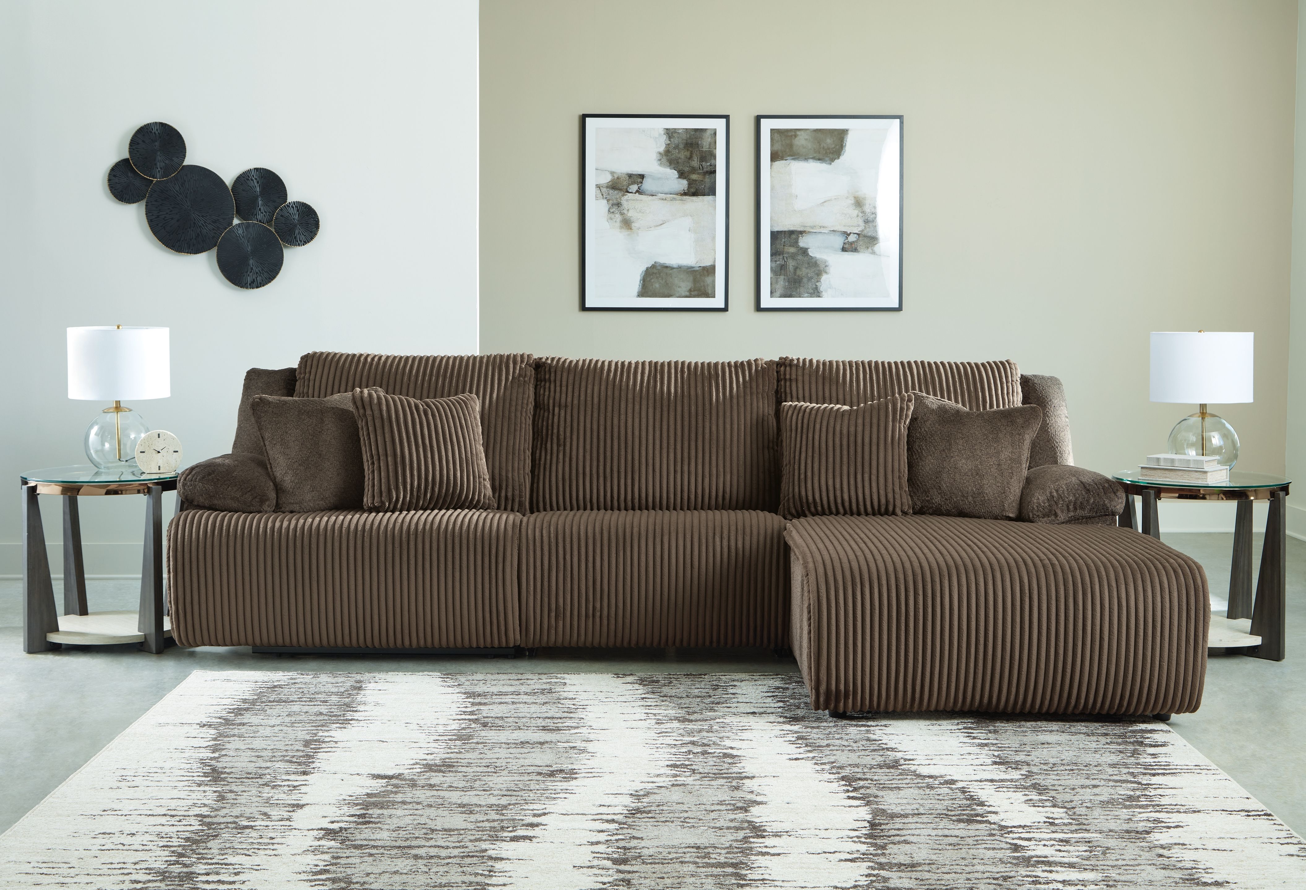 Ashley Furniture Top Tier - 3-Piece Reclining Sectional Sofa With Raf Chaise - Chocolate - Image 4