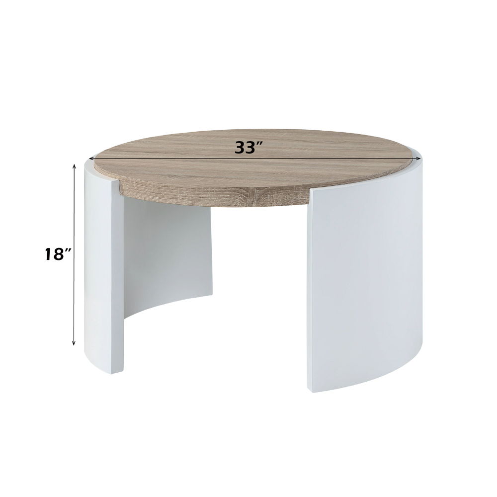 Zoma - Coffee Table - Oak & White High Gloss, white, view 7