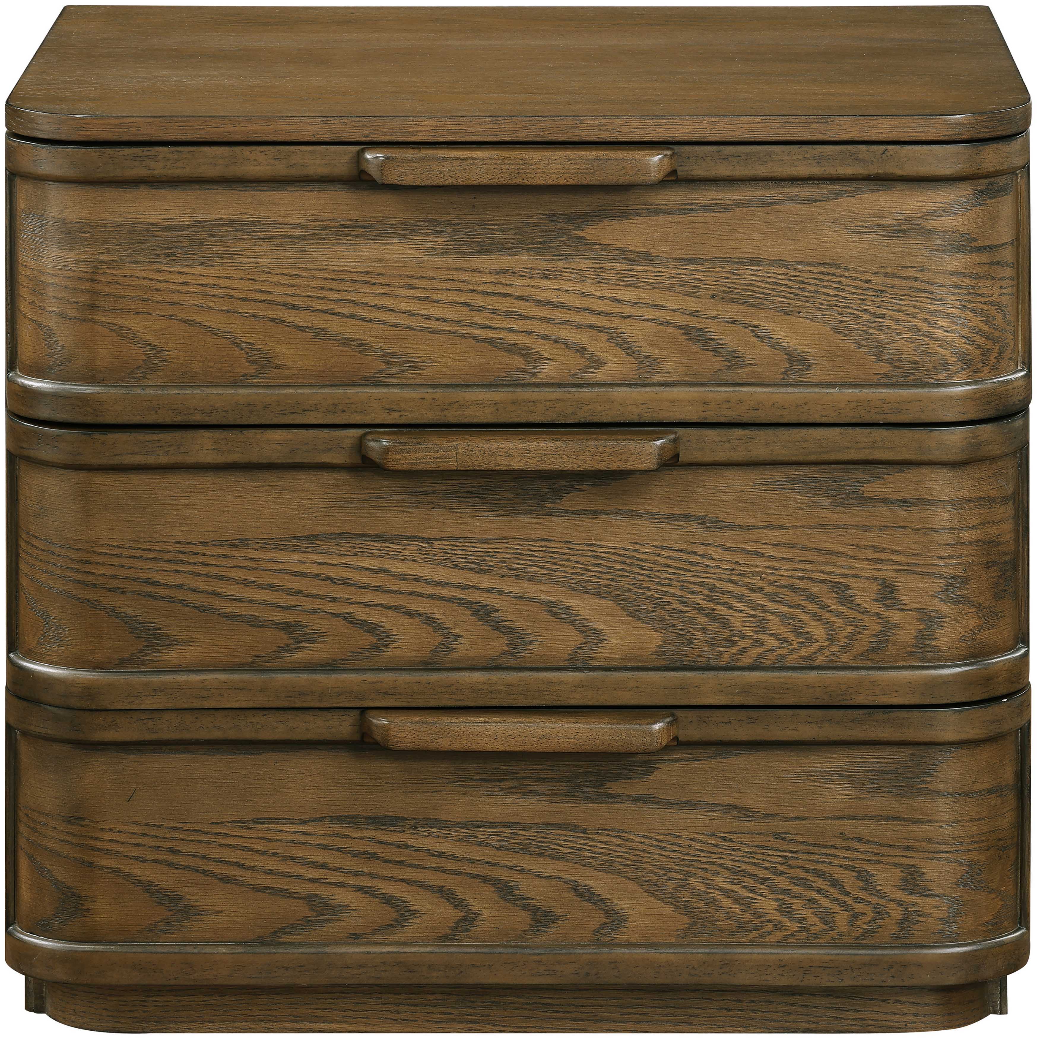 Tiberio - Oak Veneer And Solid Wood Nightstand - Brown