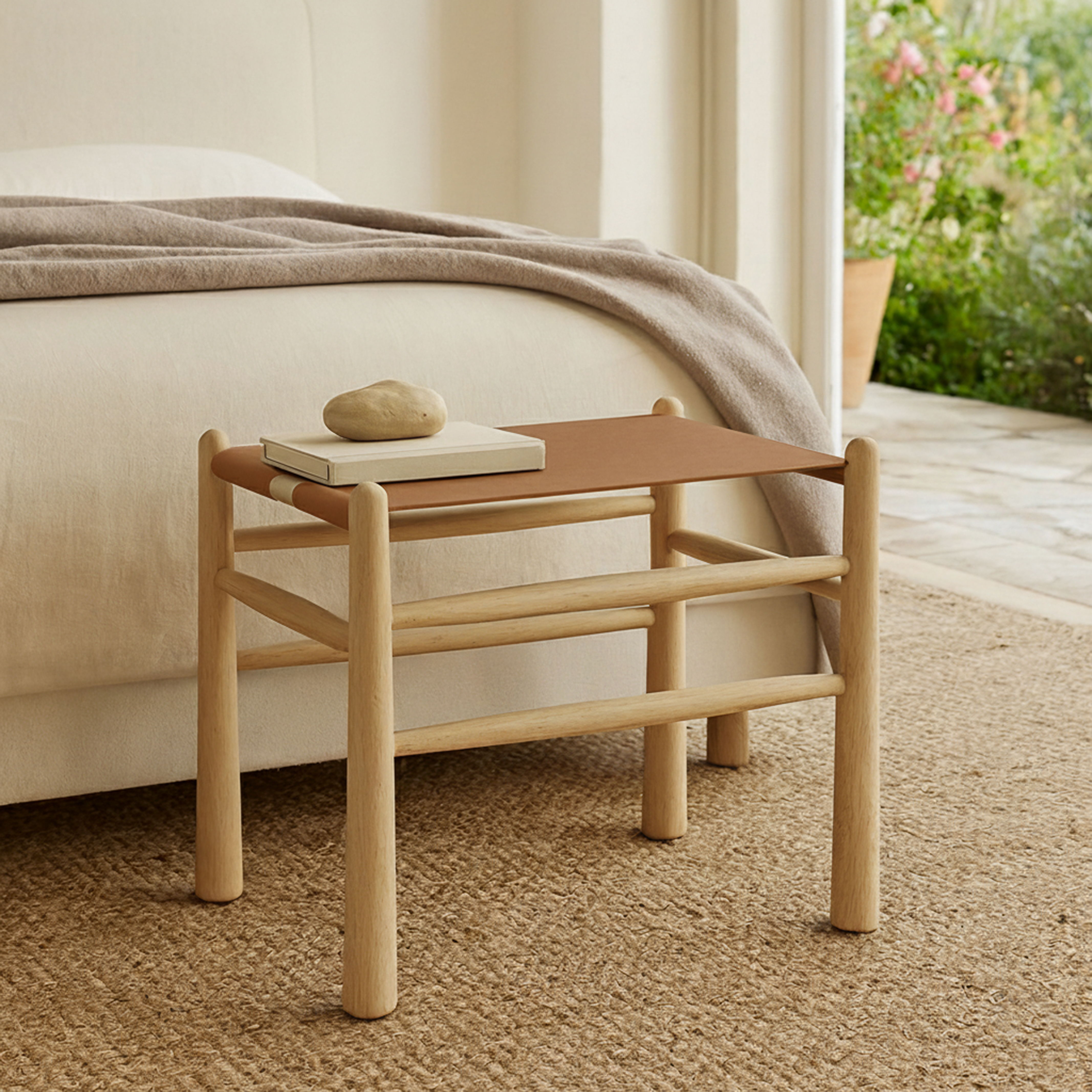 Santos - Vegan Leather Upholstered Bench - Brown