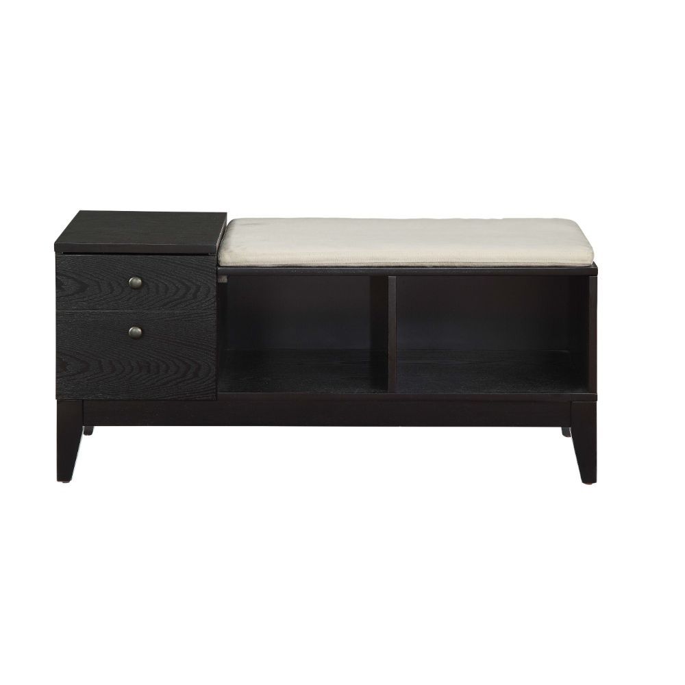Boyet - Bench - Cream Fabric & Black, black, view 2