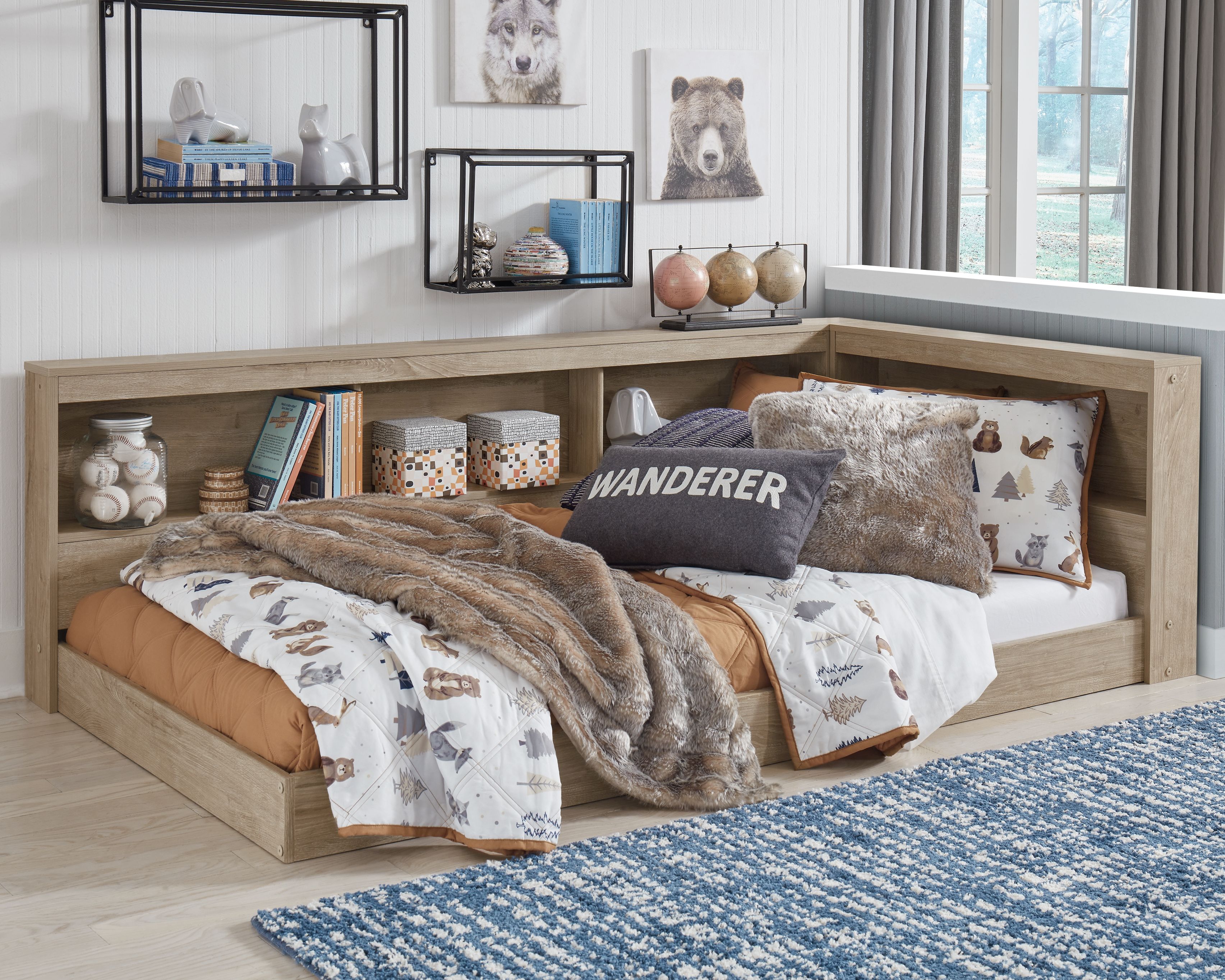 Oliah - Twin Bookcase Storage Bed - Natural