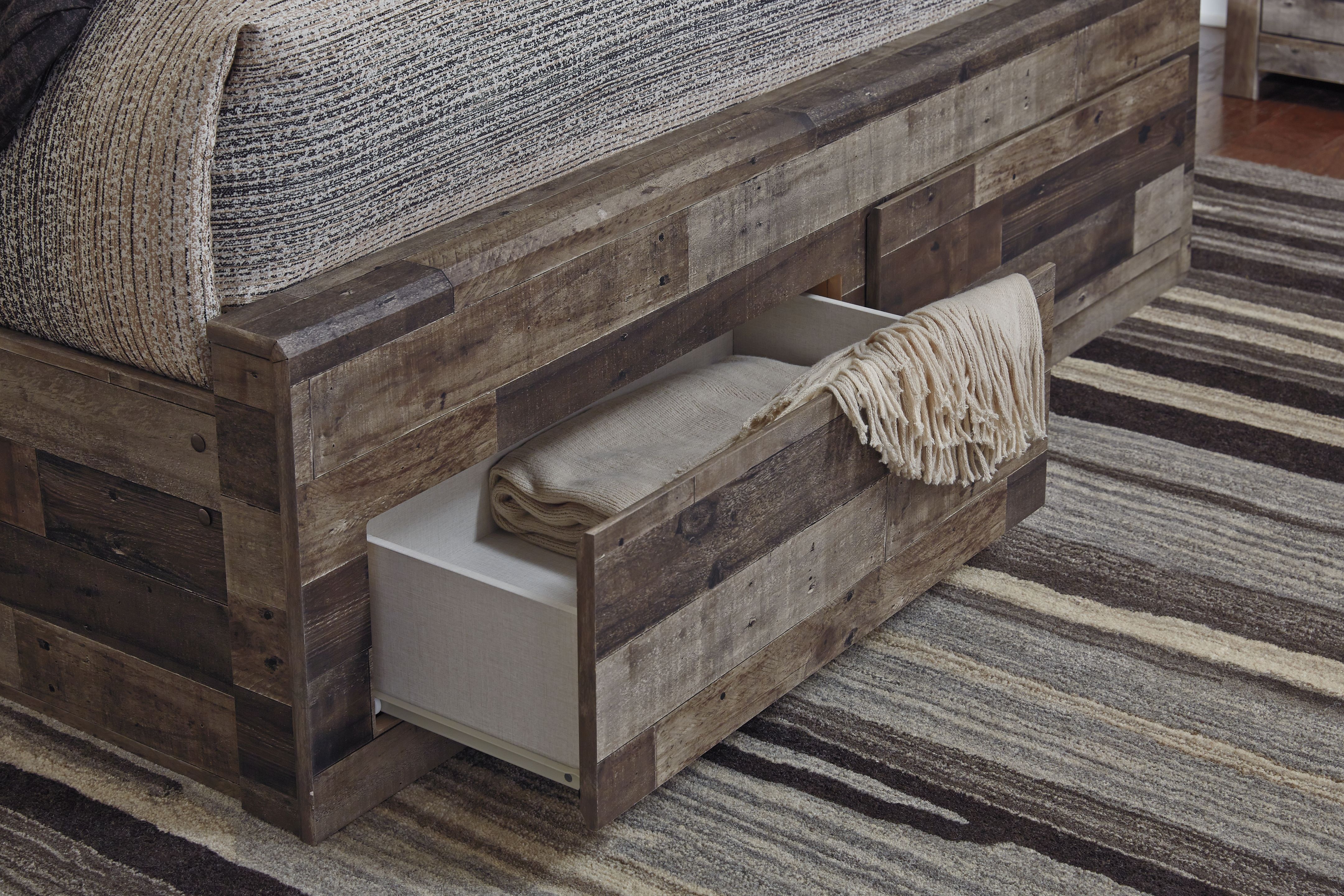 Derekson - King Panel Bed With 6 Storage Drawers - Multi Gray