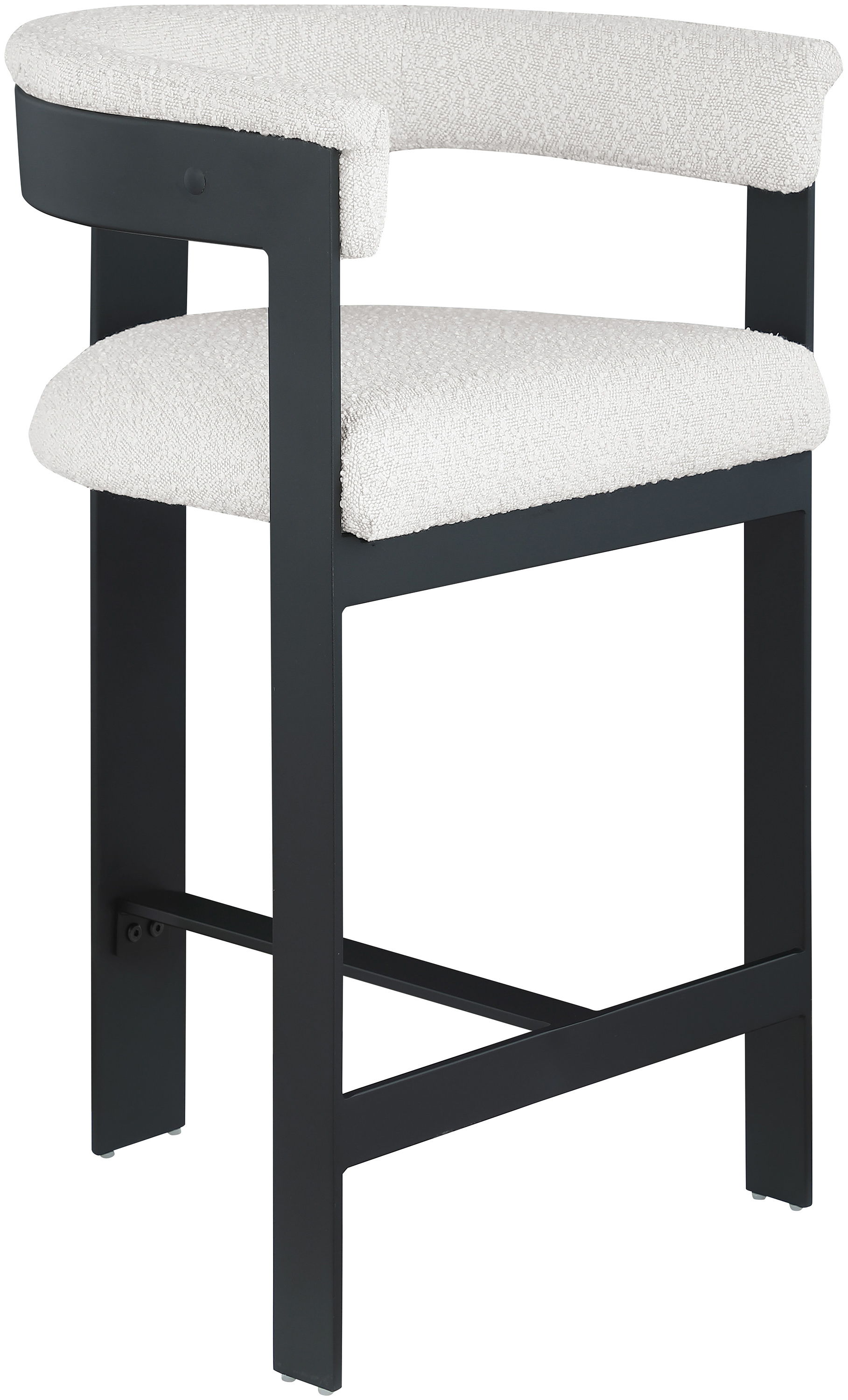 Romeo - Boucle Counter Stool With Black Base (Set of 2) - Cream