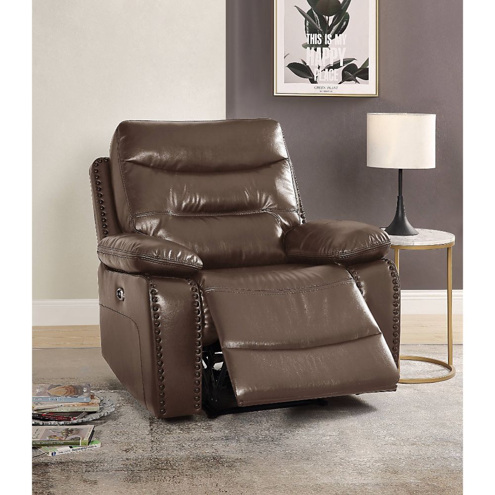 Aashi - Power Motion Recliner - Brown Leather-Gel Match Image