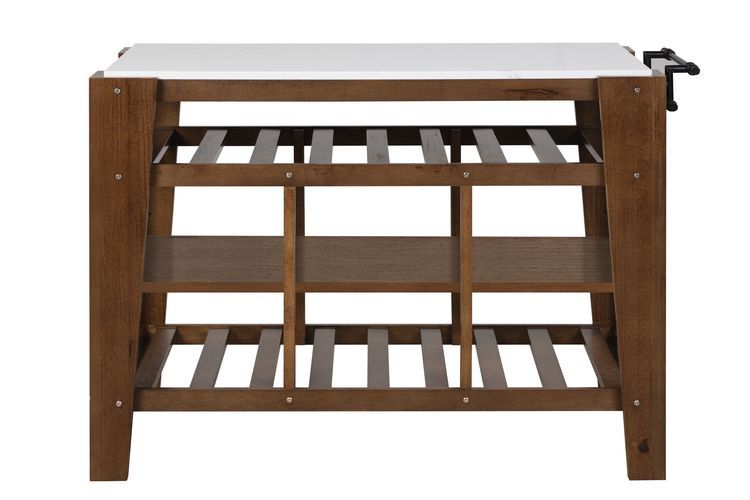 Alaroa - Kitchen Island - Marble Top & Rustic Brown, dark brown, view 5