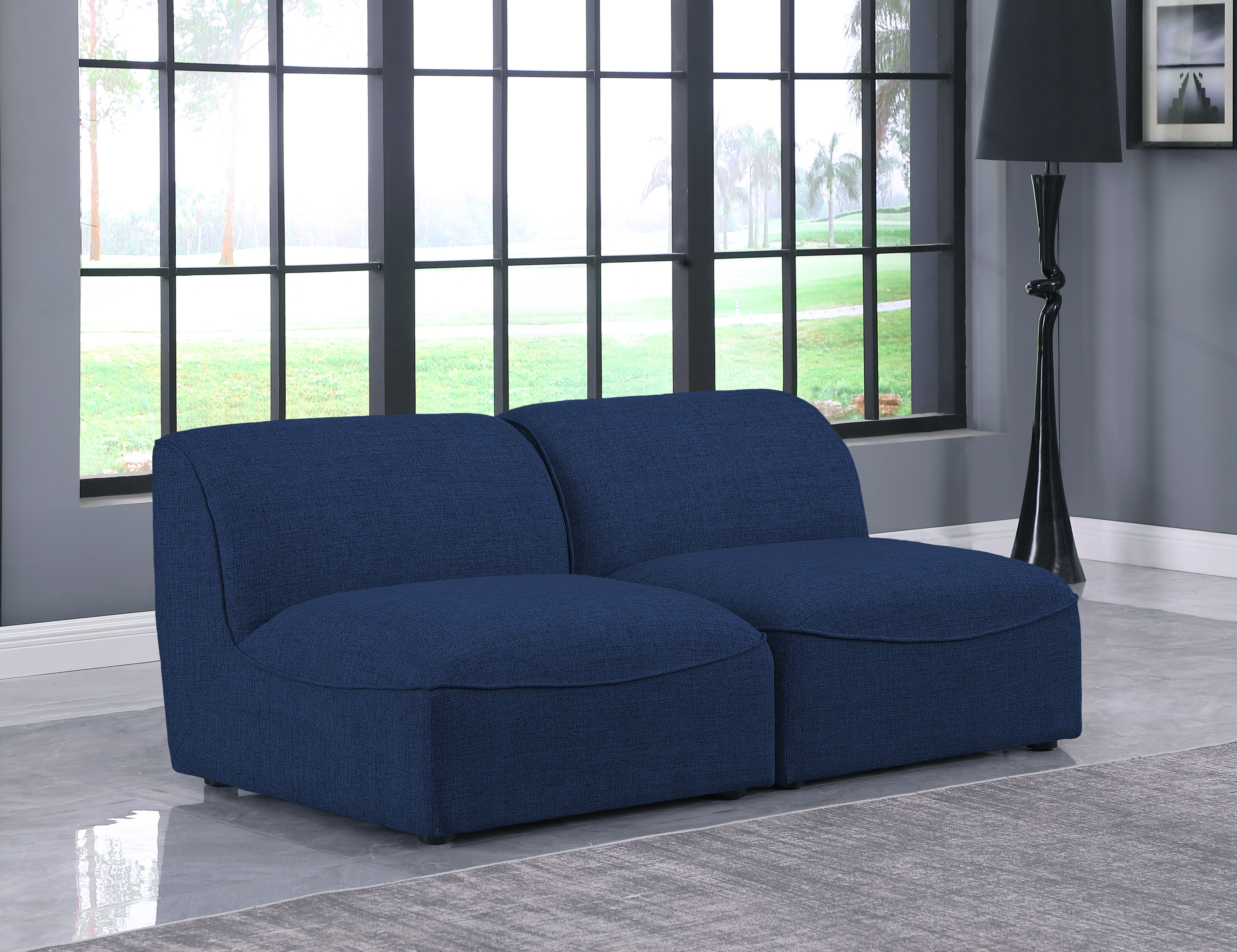 Miramar - 2 Piece Armless Modular Sofa - Navy