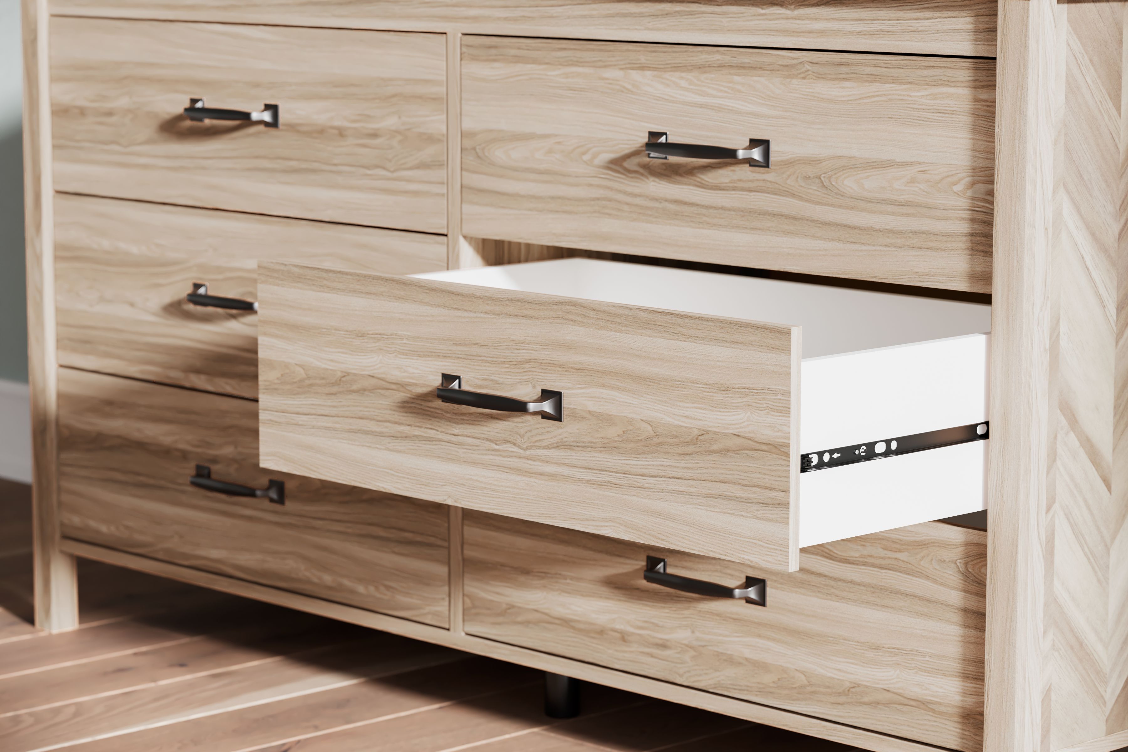 Battelle - Six Drawer Dresser - Tan, light brown