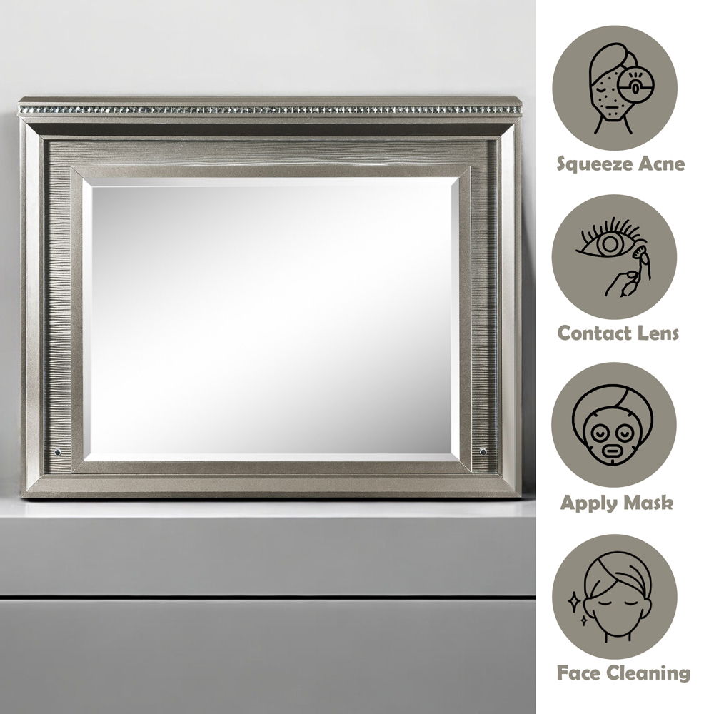 Sadie - Mirror With LED - Dark Champagne, dark brown, view 3
