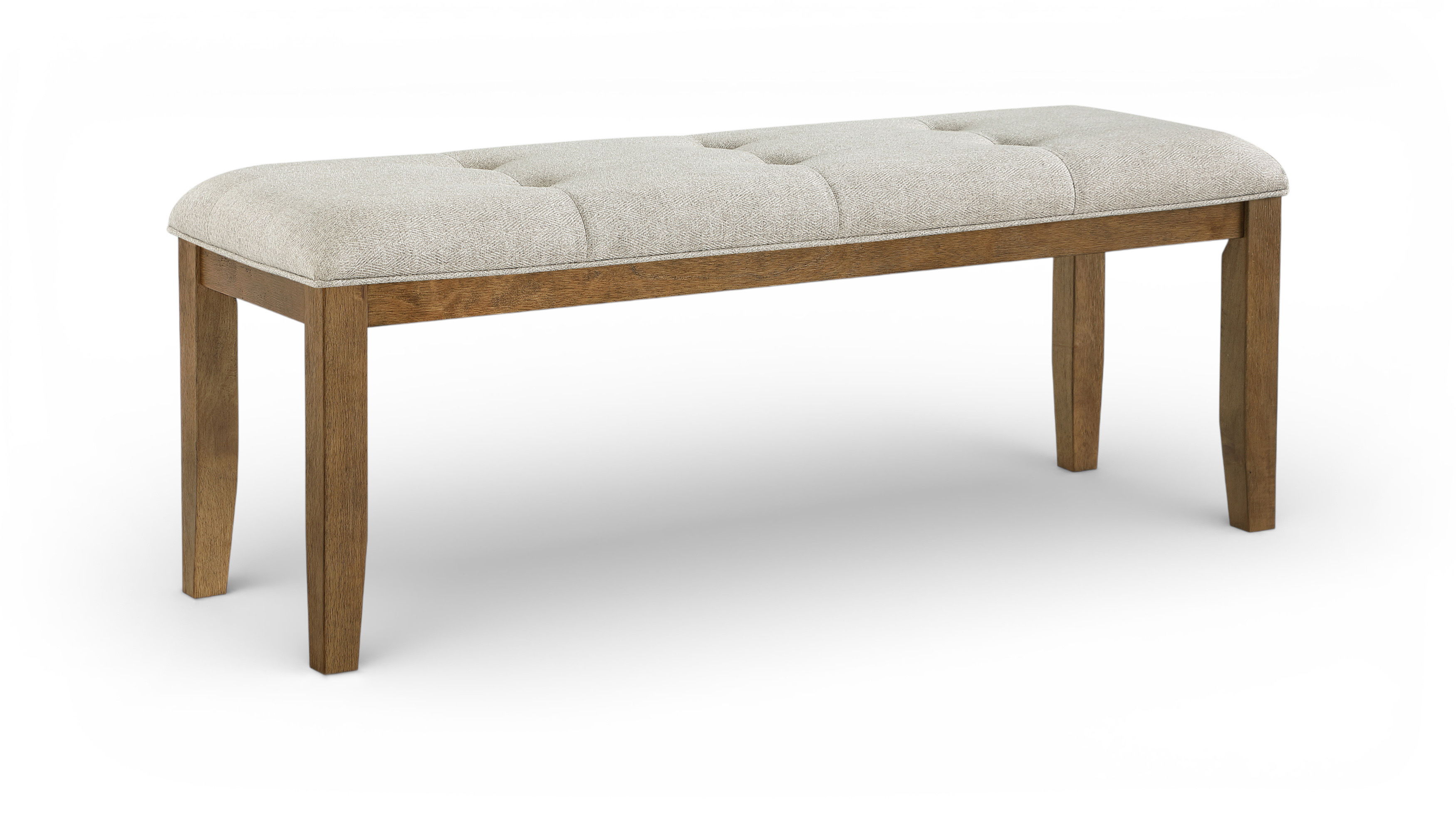 Ananda - Fabric Upholstered Bench - Beige / Brushed Brown
