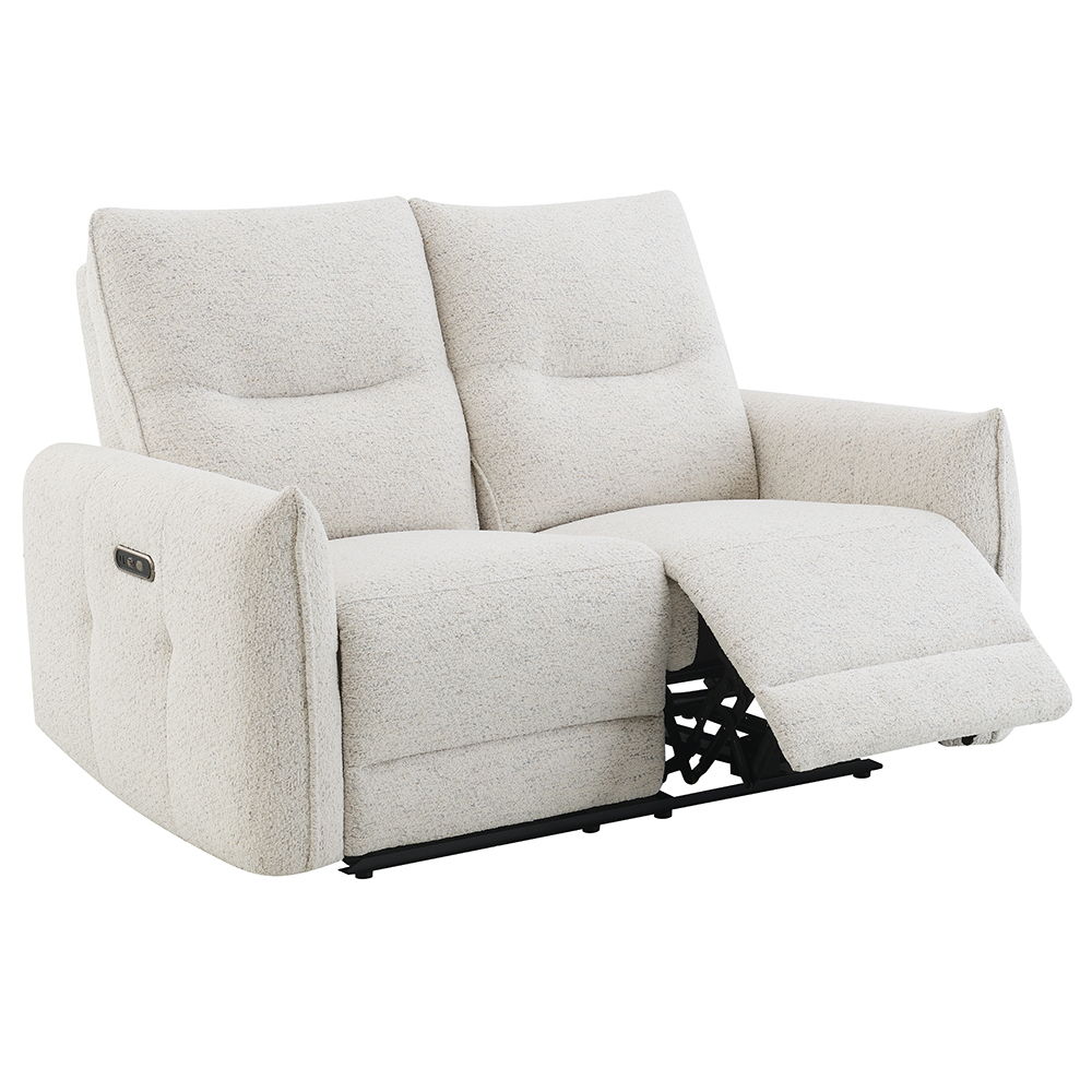 Lalisa - Power Motion Loveseat With USB Port - Cream Chenille, white, view 3