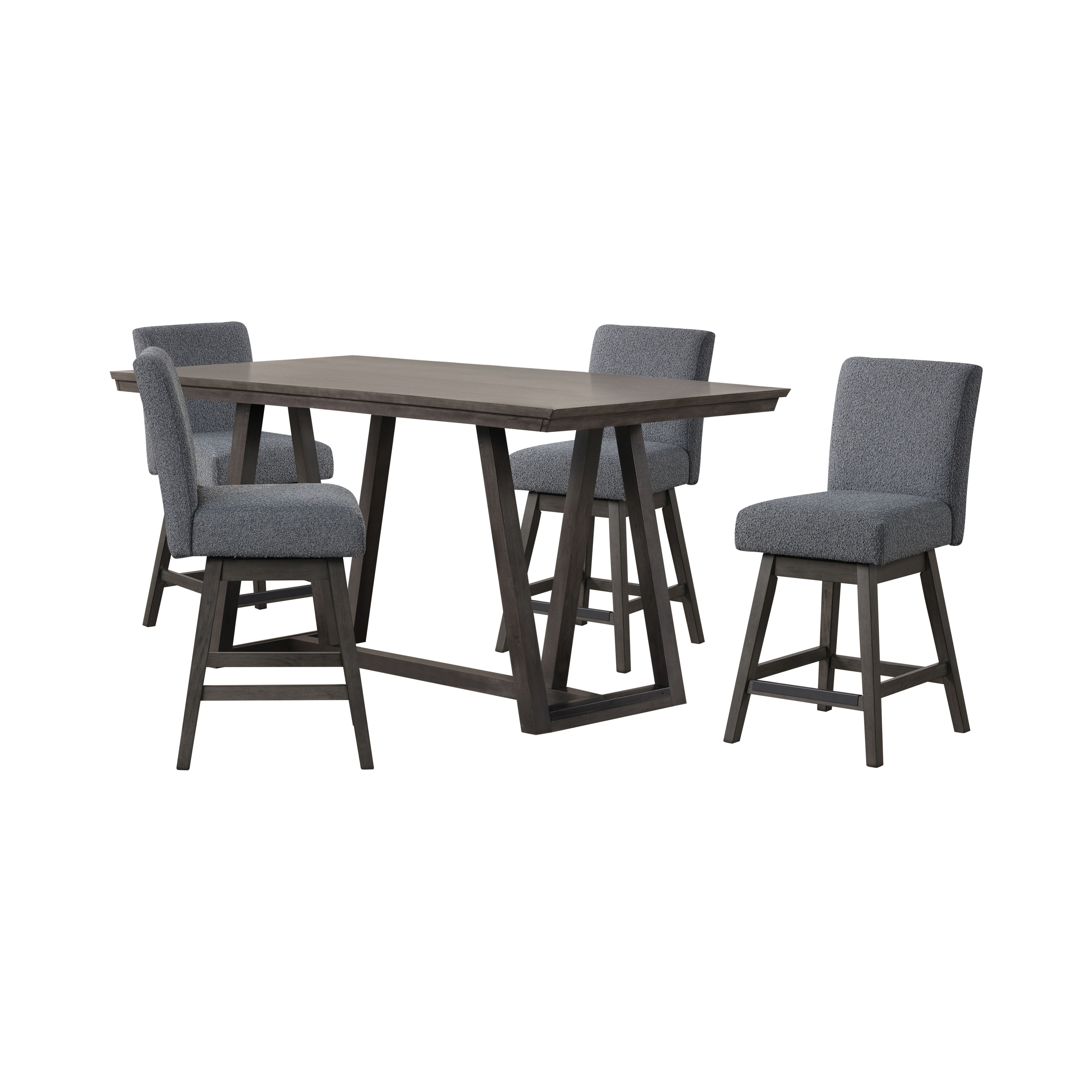 High Line - Counter Table & 4 Swivel Counter Chairs - Gray