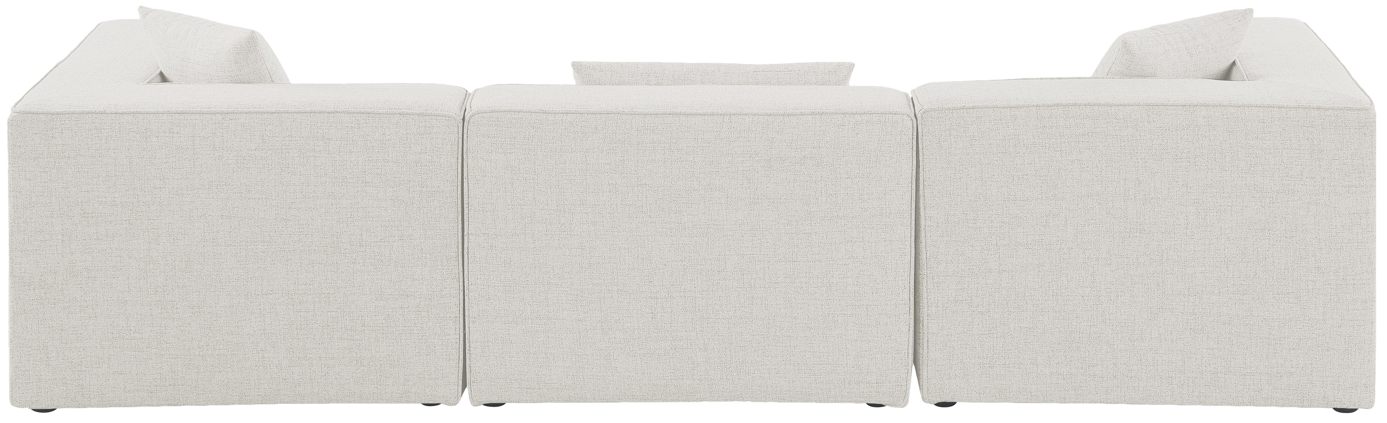 Cube - Linen Modular 3 Piece Sofa - Cream
