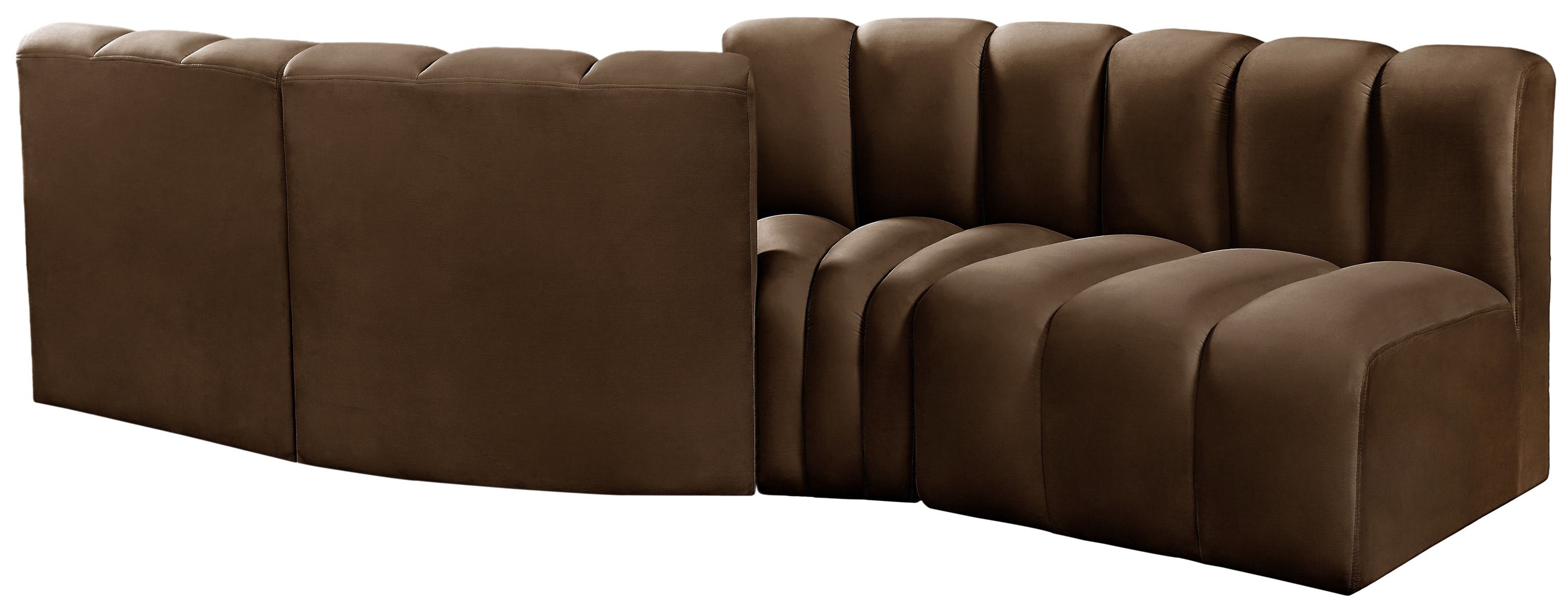 Arc - Velvet 4 Piece Sofa - Brown
