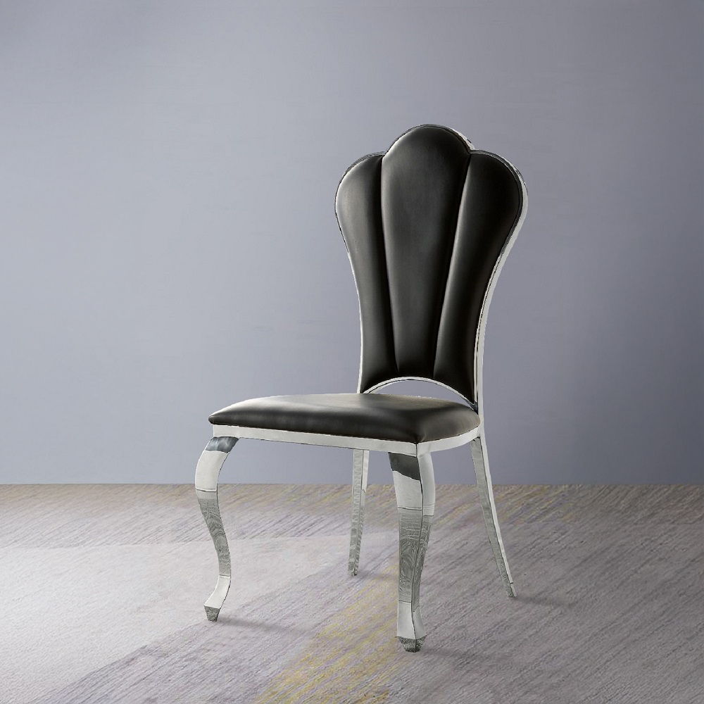 Cyrene - 43" Side Chair (Set of 2) - Black Synthetic Leather, black, view 6