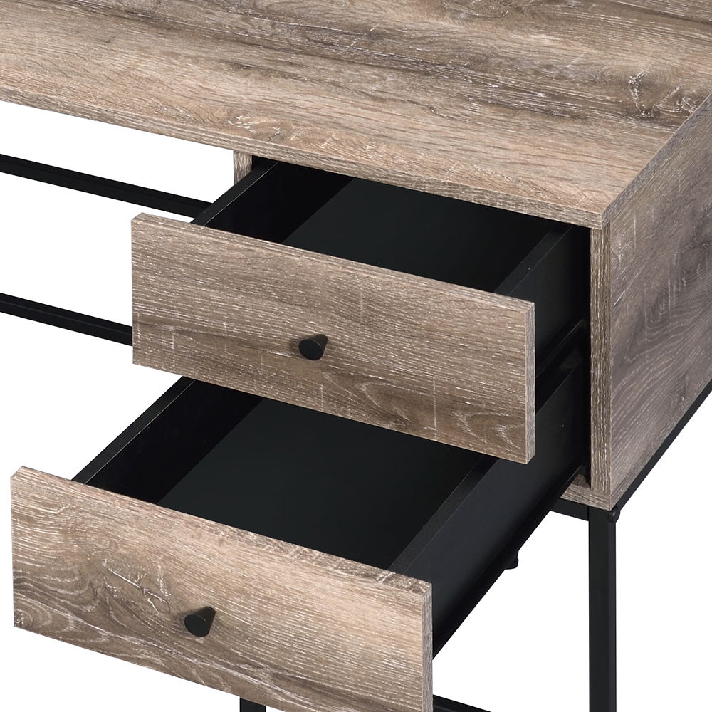 Desirre - Writing Desk With USB - Rustic Oak & Black, beige, view 4