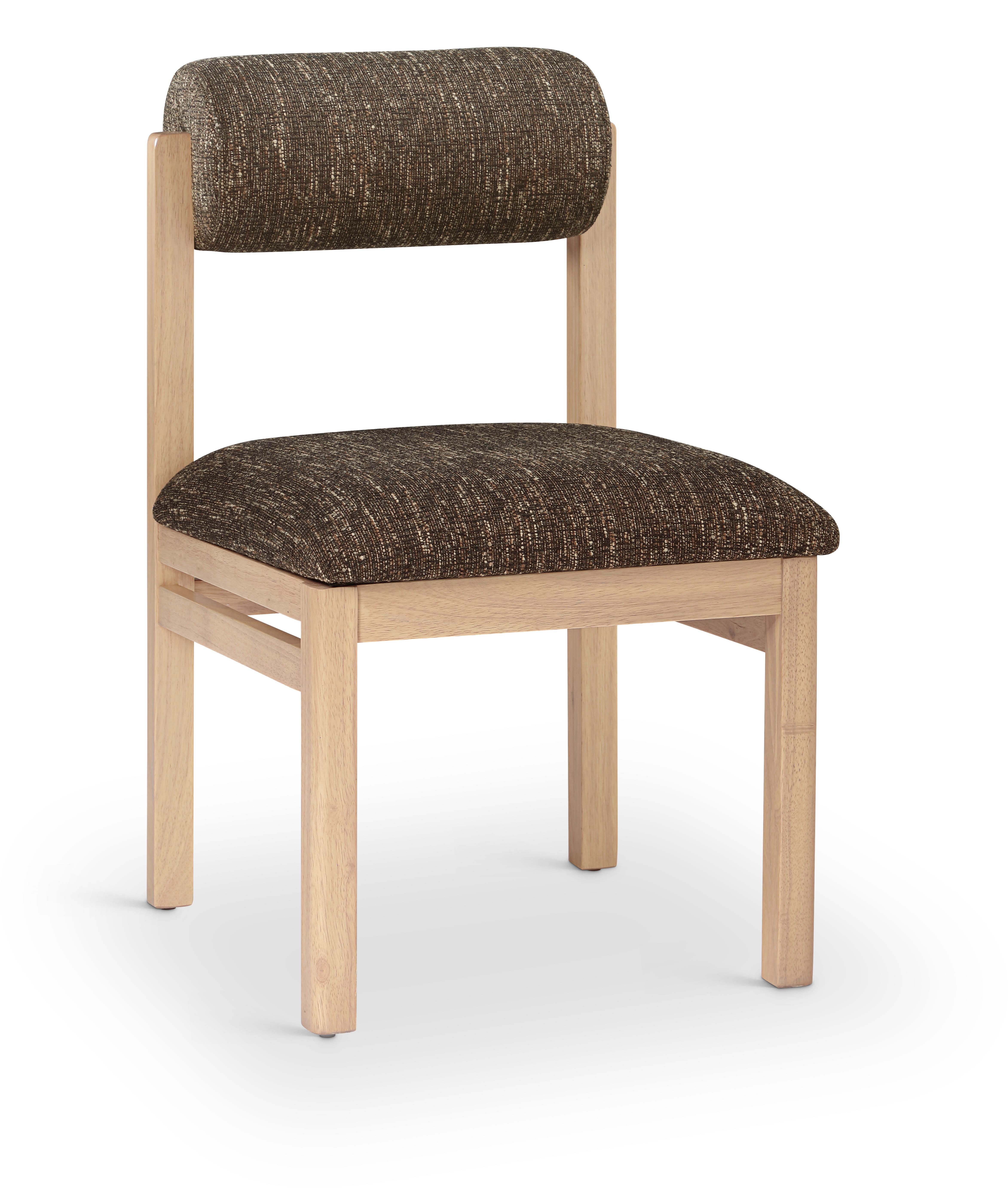 Roundhill - Linen Textured Fabric Upholstered Dining Chair (Set of 2) - Brown