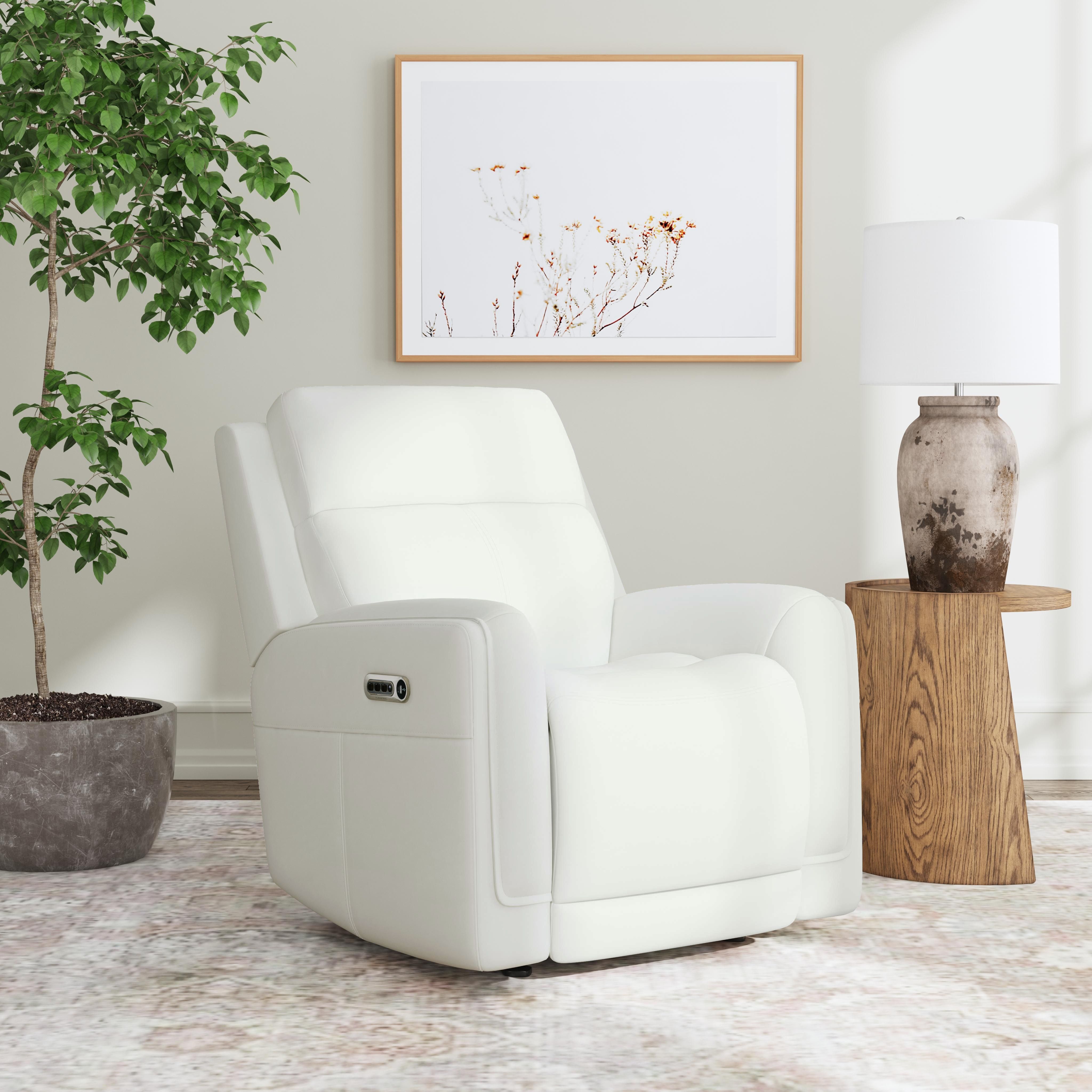 Alister - Power Gliding Recliner With Power Headrest And Lumbar - Porcelain, white, view 5