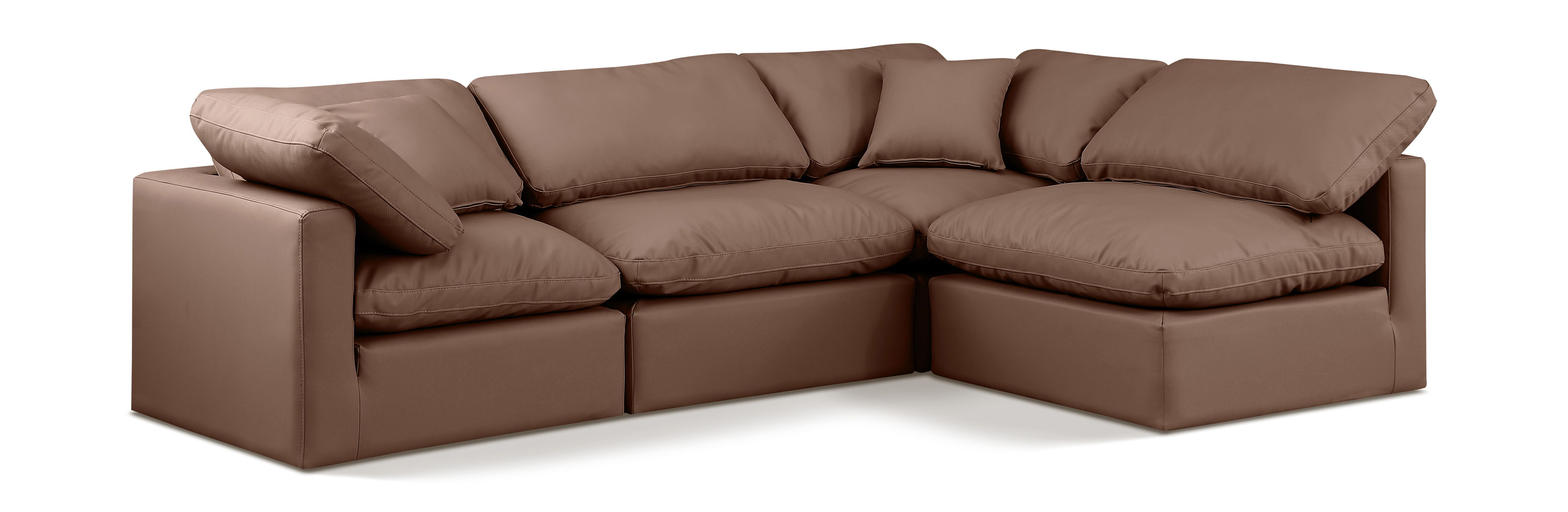 Indulge - Faux Leather 4 Piece Modular Sectional - Brown