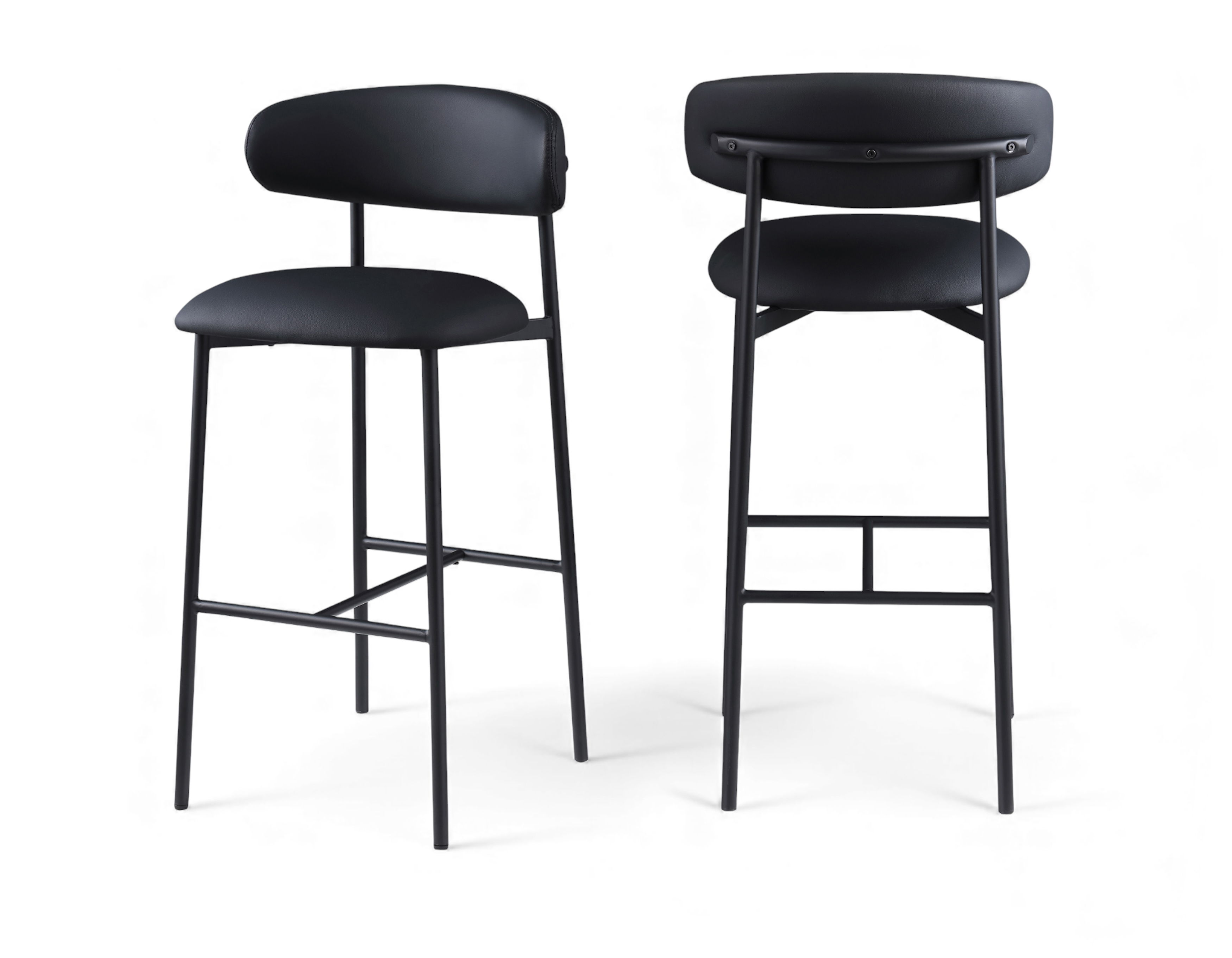 Lupita - Vegan Leather Upholstered Bar Stool (Set of 2) - Black / Matte Black