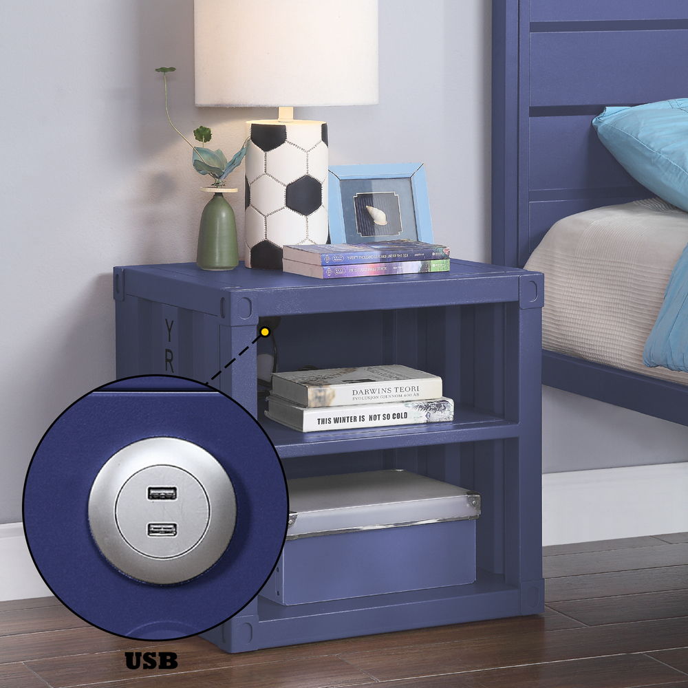 Cargo - Nightstand With USB - Blue, blue, view 7