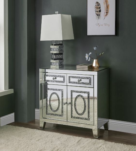 Noralie - Cabinet - Mirrored & Faux Diamonds, silver, view 3