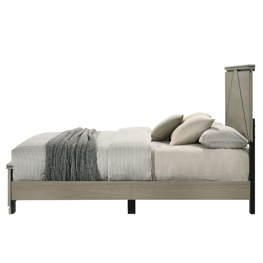 Joanna - Queen Bed With LED - Weathered Gray, gray, view 3